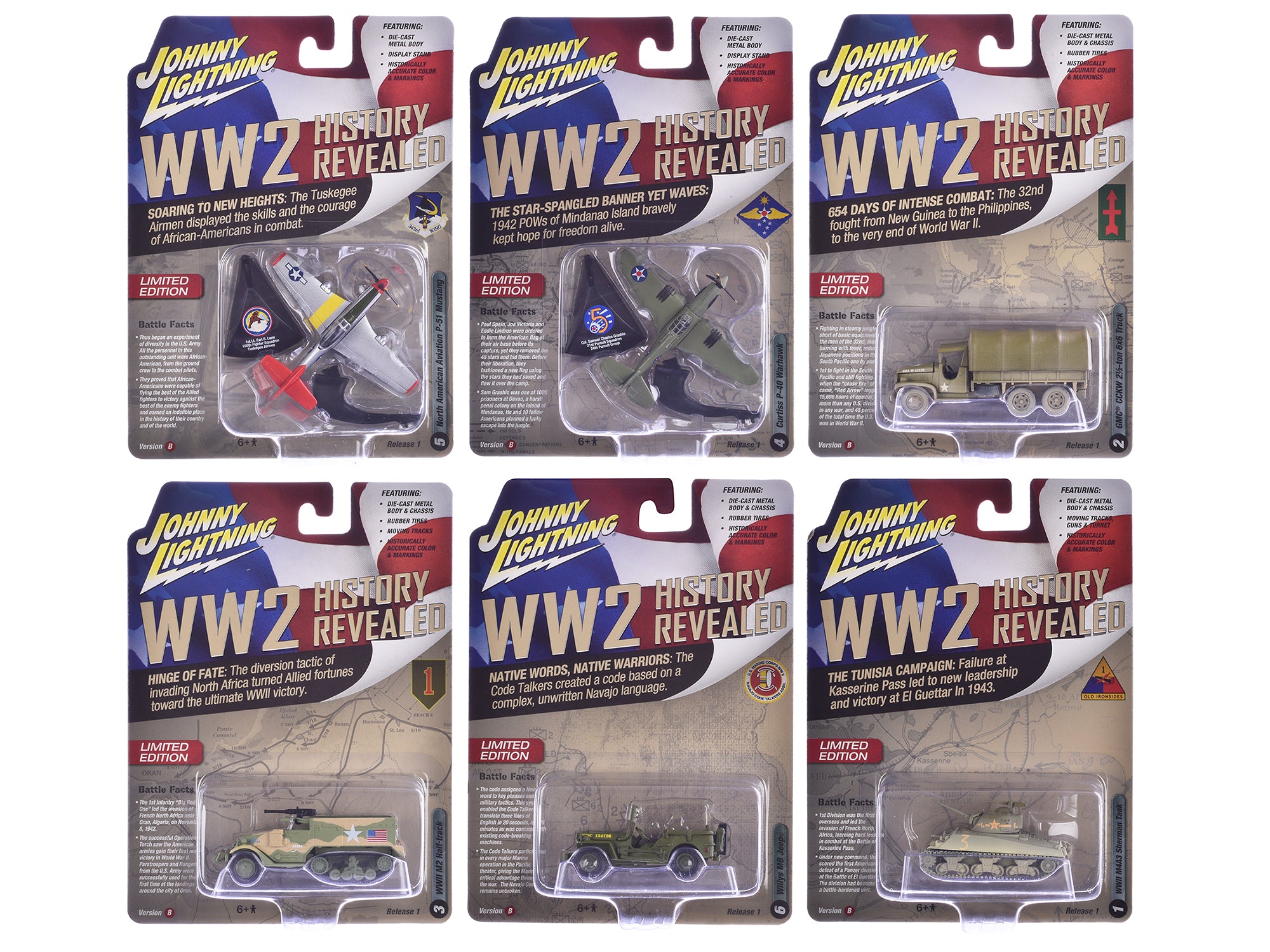 Johnny Lightning 2024 Limited Edition Military Diecast Model Set - 6 Piece Collectible Army Vehicle Series for Display & Gifts