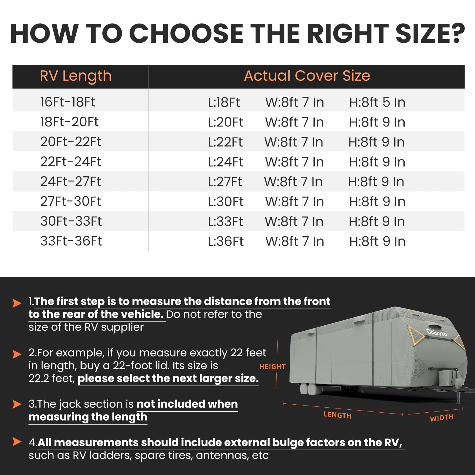 **16'-18' Heavy-Duty RV Travel Trailer Cover - 7-Layer Anti-Tear Windproof Camper Cover with Adhesive Repair Patches, 2 Extra Straps & 4 Tire Covers - Perfect for Outdoor Storage & Winter Protection**