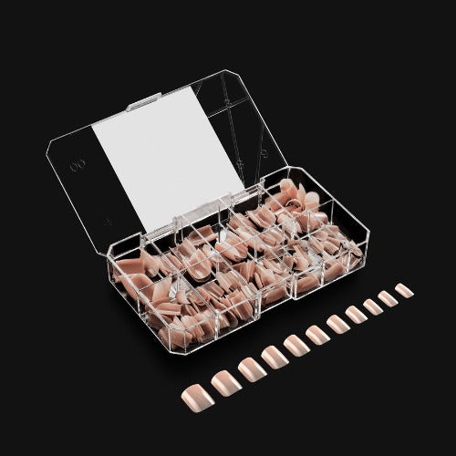 Apres Gel X Neutrals Lila Natural Nail Tips 150pc - Extra Short Square Shape for Soft Gel Extensions | Perfect for DIY Manicures, Salon Use & Special Occasions