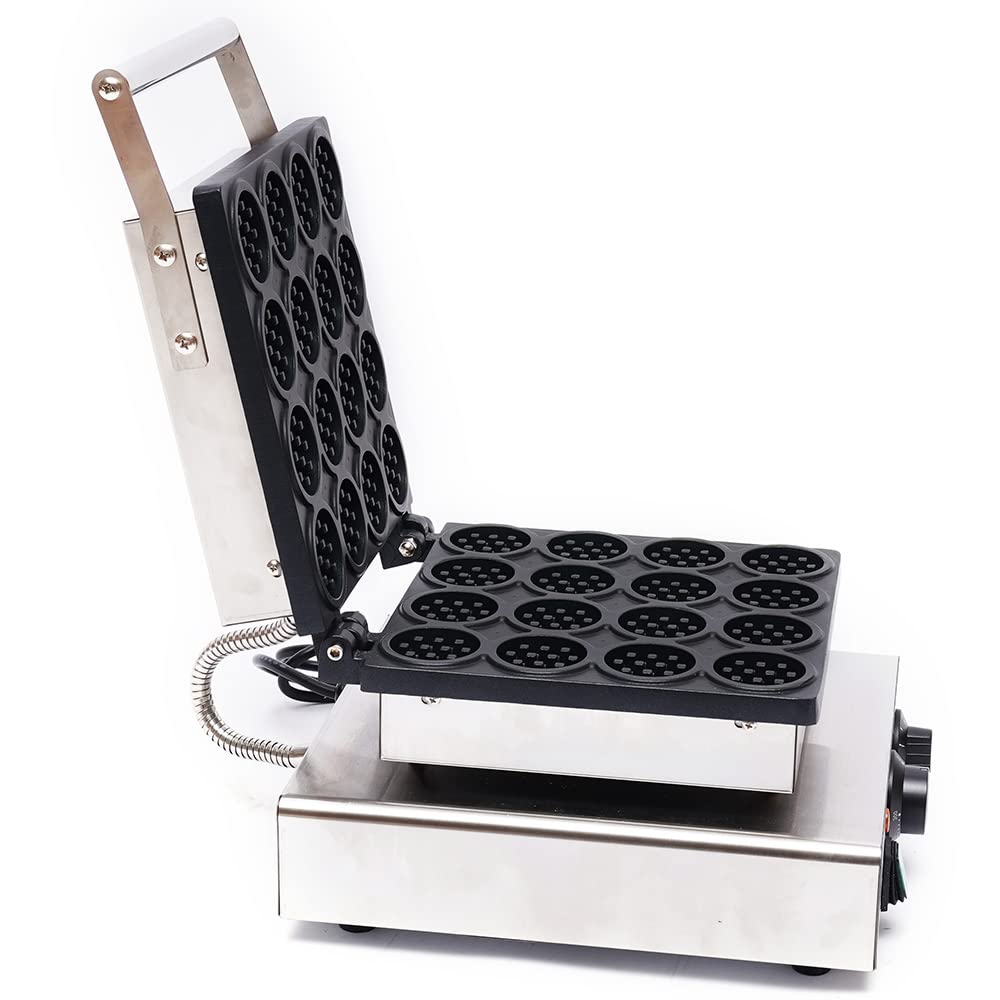 LOYALHEARTDY 1750W Commercial Electric Waffle Maker - 16 Mini Round Nonstick Waffle Iron Machine with Temperature & Time Control, Stainless Steel 110V - Perfect for Breakfast, Brunch, Cafes, Bakeries, and Home Use