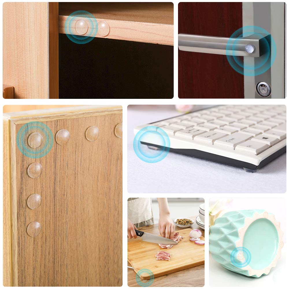 400PCS Clear Rubber Cabinet Bumpers - Self Adhesive Soft Door Bumper Pads for Kitchen Cabinets, Drawers & Picture Frames - Noise Reducing, Scratch Protection (Great for Home, Office & Dorm Organization)