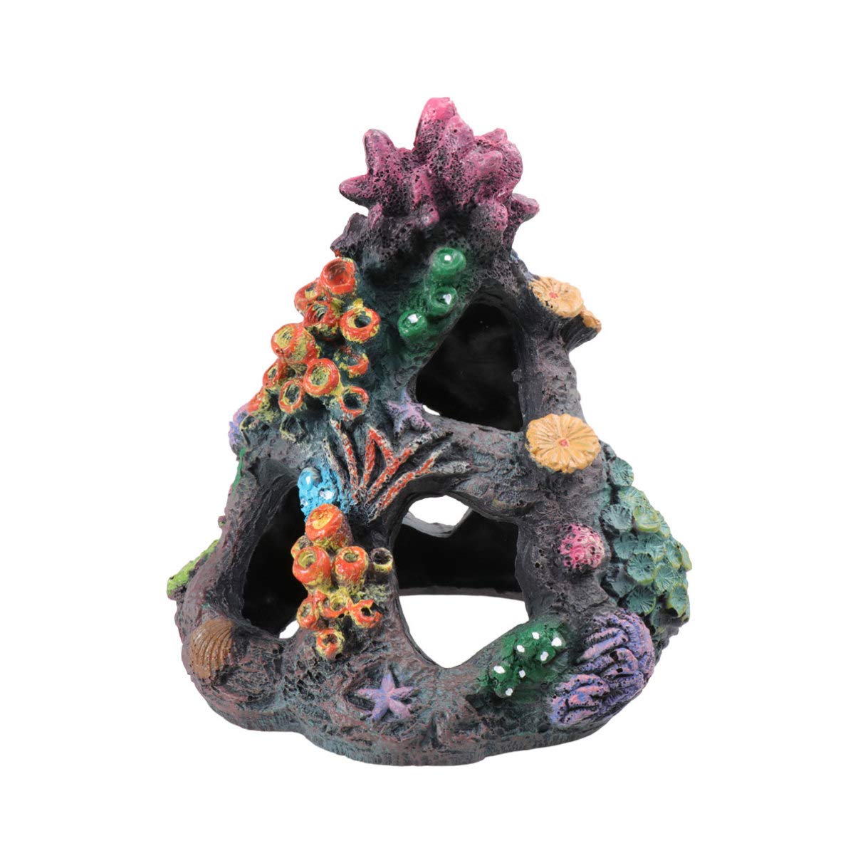 POPETPOP Aquarium Coral Decorations - Fish Tank Cave Hideout for Reef Fish & Shrimp - Perfect for Saltwater & Freshwater Tanks