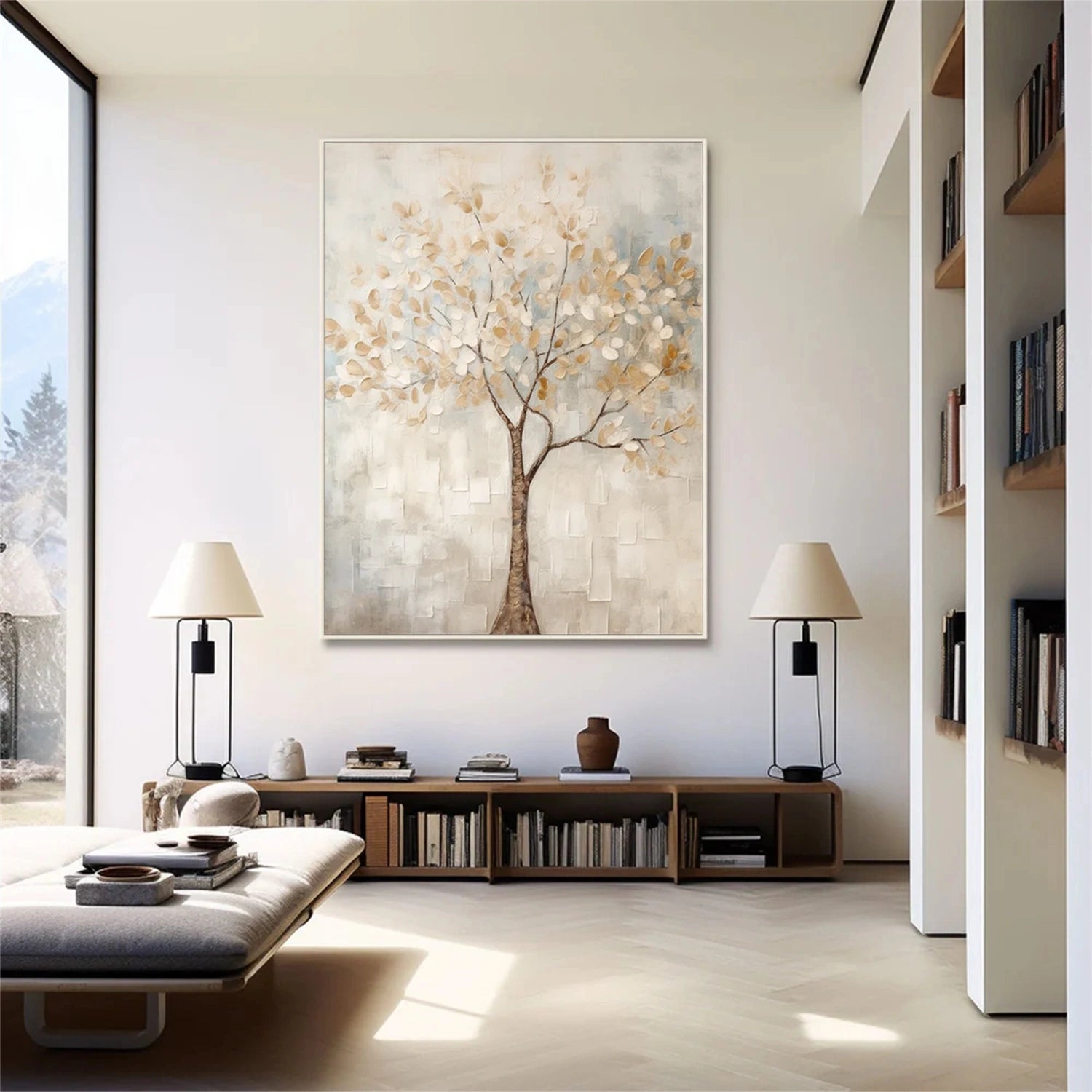 Flower and Tree Painting #FT 208 - Handmade Canvas Wall Art for Home & Office Decor - Perfect for Living Room, Bedroom, or Gift