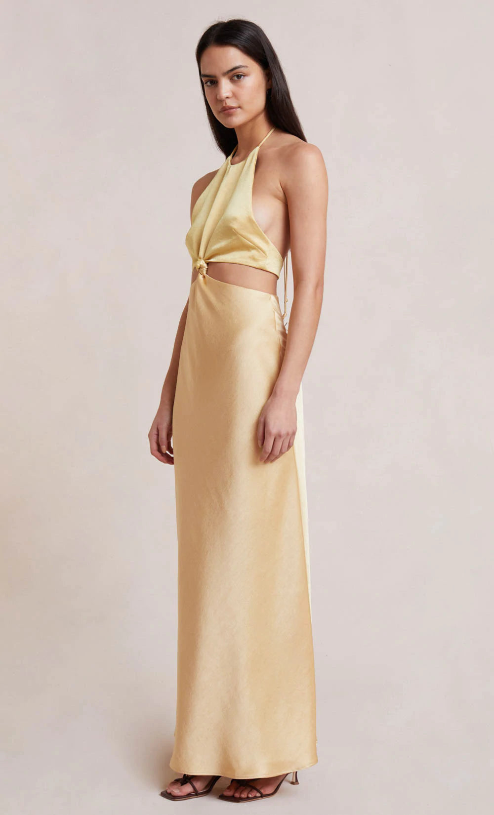 Carrie Halter Maxi Dress for Women - Flowy Summer Beach Dress in Multi Yellow | Boho Chic Sundress for Vacation, Pool Party & Date Night