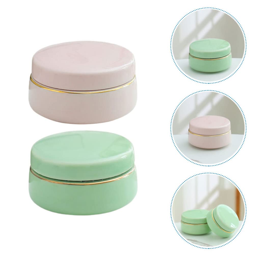 Cabilock 2-Pack Mini Ceramic Sample Jars - Empty Cosmetic Containers for Creams, Lipsticks, Tea, Lip Balm & Jewelry | Perfect for Travel, DIY Beauty & Home Organization