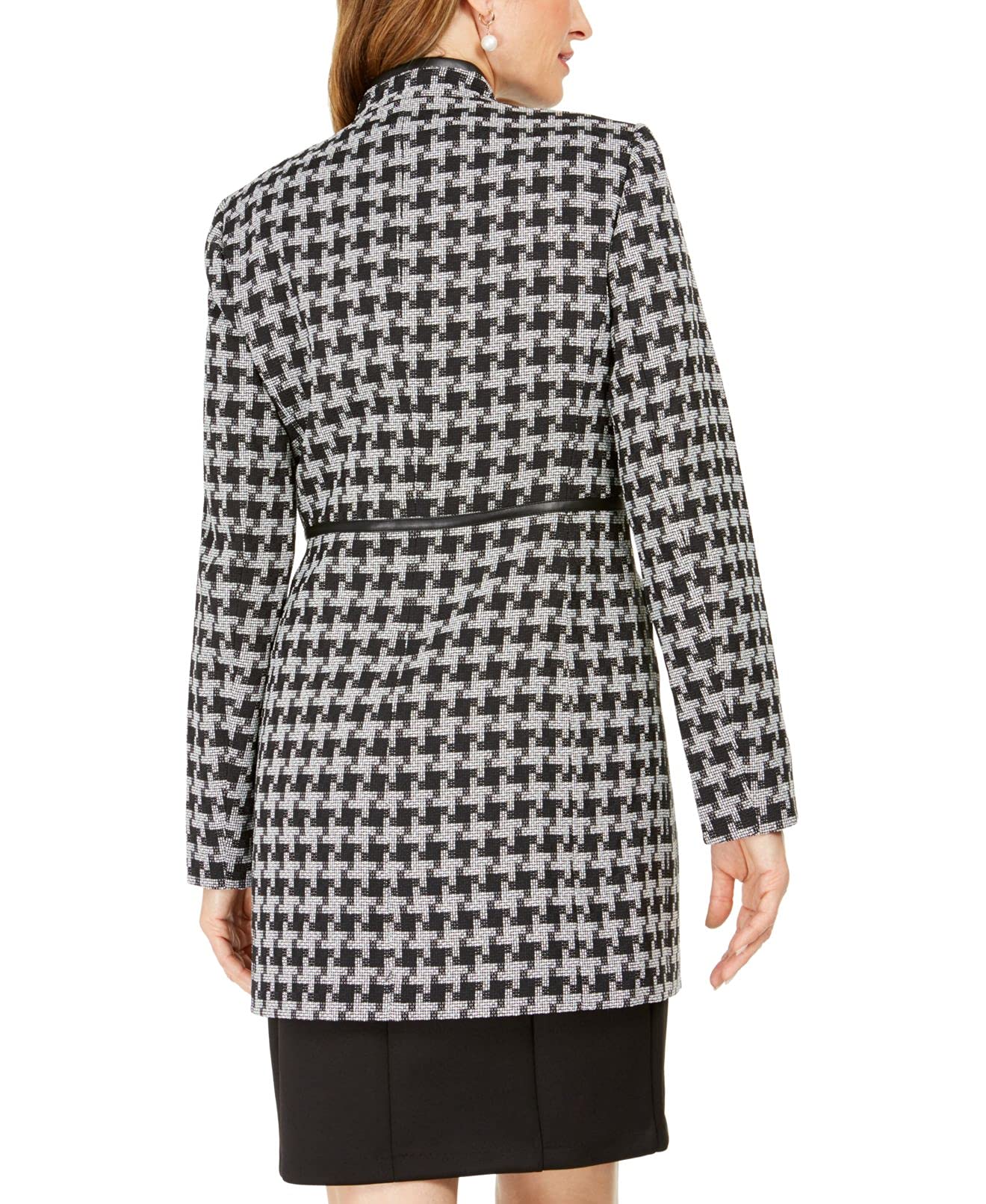 Kasper Women's Stand Collar Graphic Houndstooth Jacket | Stylish Winter Coat for Work, Office & Casual Outfits