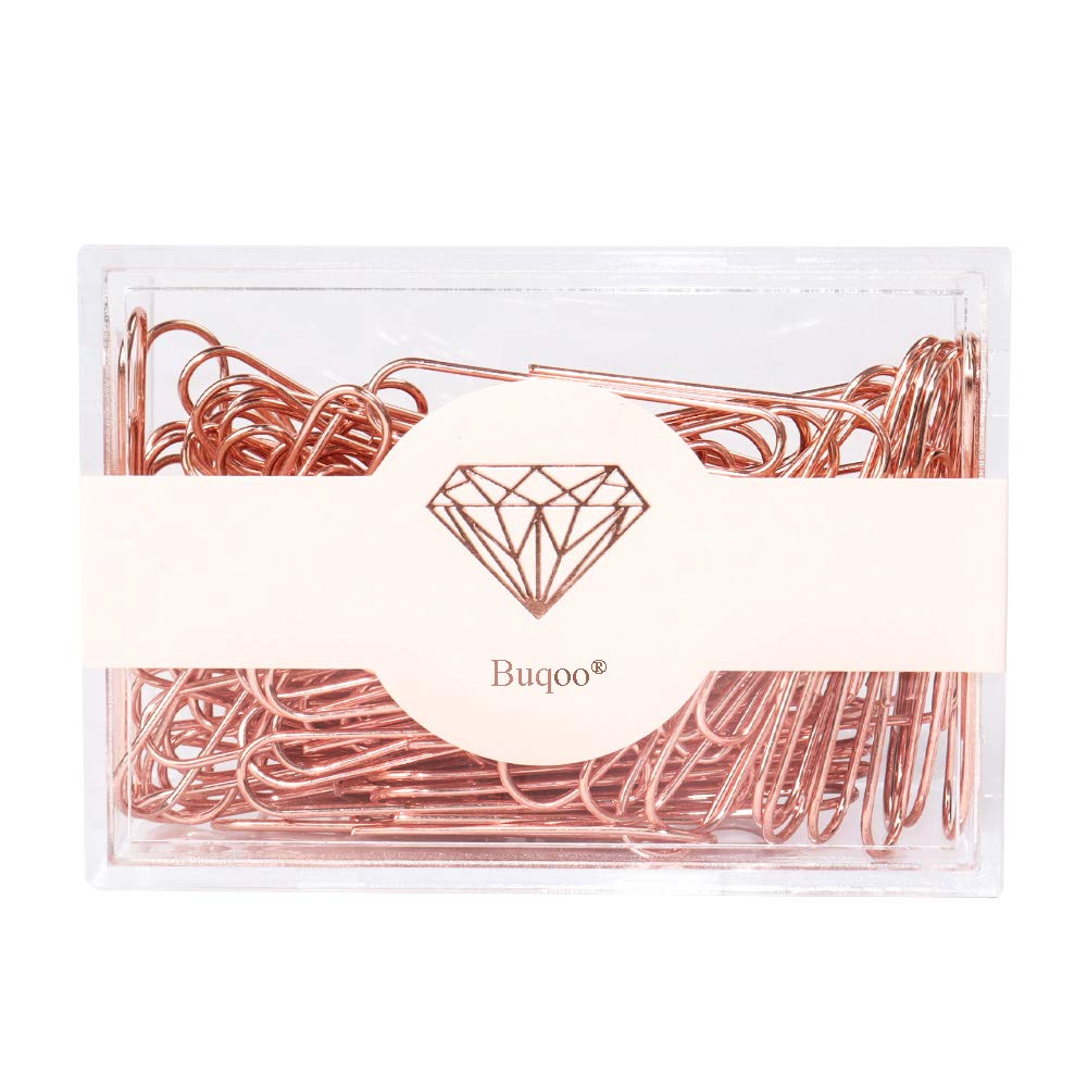 70 PCS Jumbo 50mm Rose Gold Paper Clips - Non-Slip Smooth Office Clips with Plastic Holder for School, Office & Home Organization - Perfect for Students, Girls & Document Filing