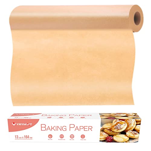 YRYM HT Unbleached Parchment Paper Roll - 13x164 ft (177 sq ft) Heavy Duty Brown Baking Paper for Air Fryer, Oven, Roasting & Grilling | Non-Stick, Eco-Friendly Kitchen Essential for Cookies, Breads & Meal Prep