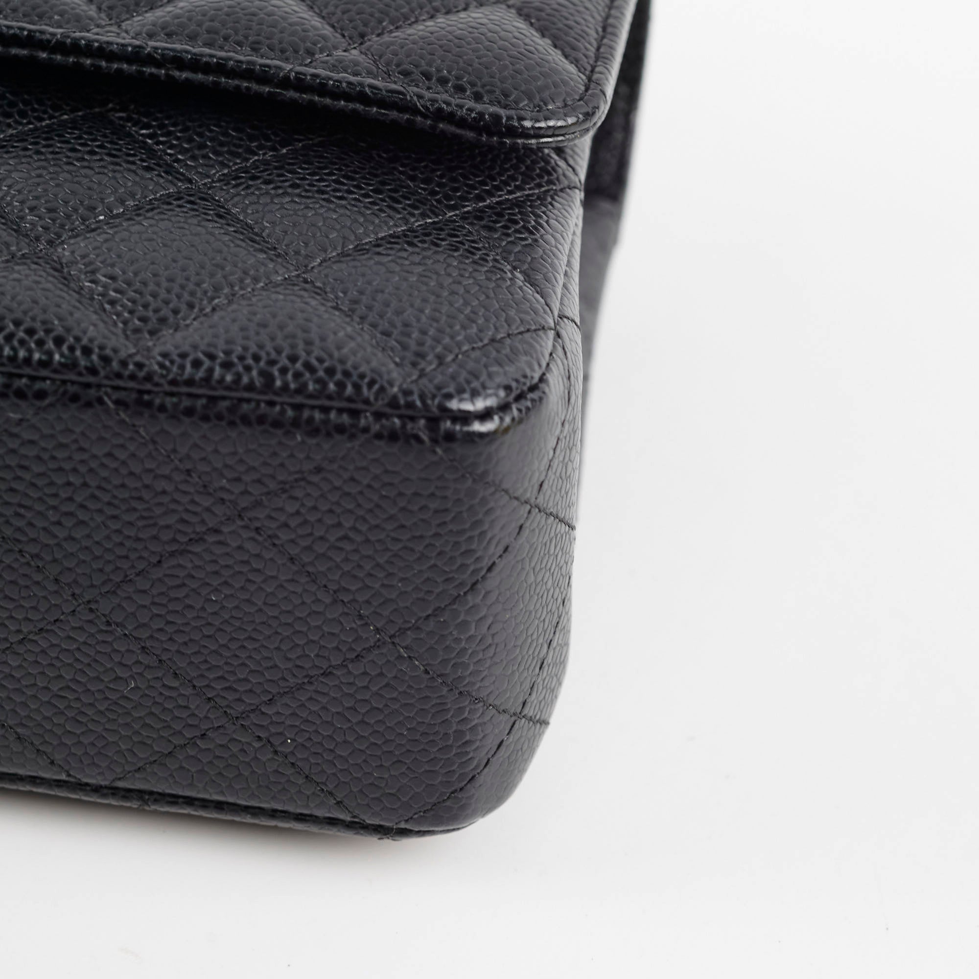 Chanel Medium/Large Caviar Double Classic Flap Black Handbag - Luxury Designer Shoulder Bag for Women | Perfect for Work, Evening Events & Special Occasions