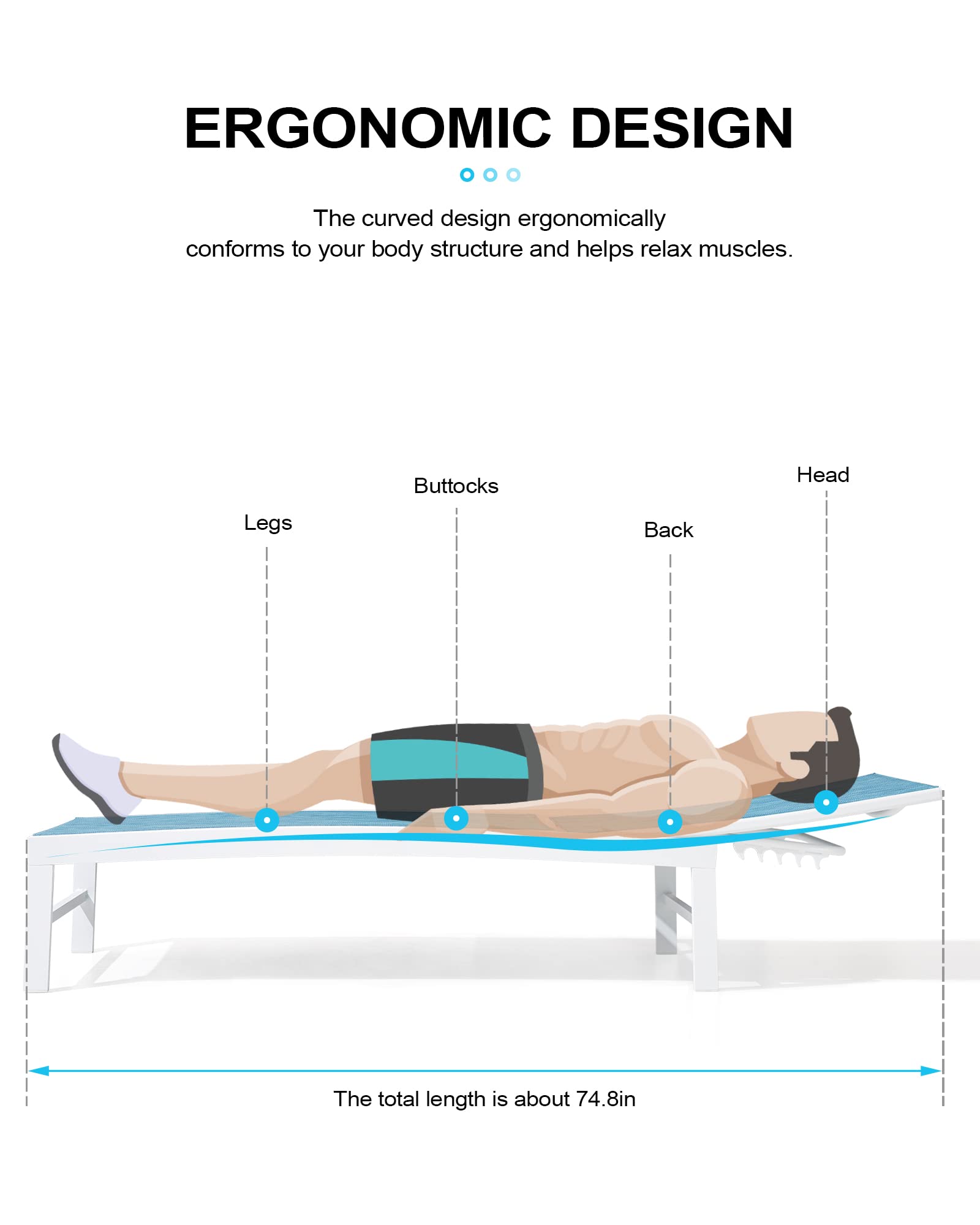 Crestlive Outdoor Lounge Chair Set of 2 - Aluminum Pool Chaise Lounge Chairs with 5-Position Adjustable Recliner, All-Weather Patio Furniture for Tanning, Beach, Yard & Poolside Relaxation (Blue) - Perfect for Sunbathing, Backyard Lounging and Outdoor Entertaining
