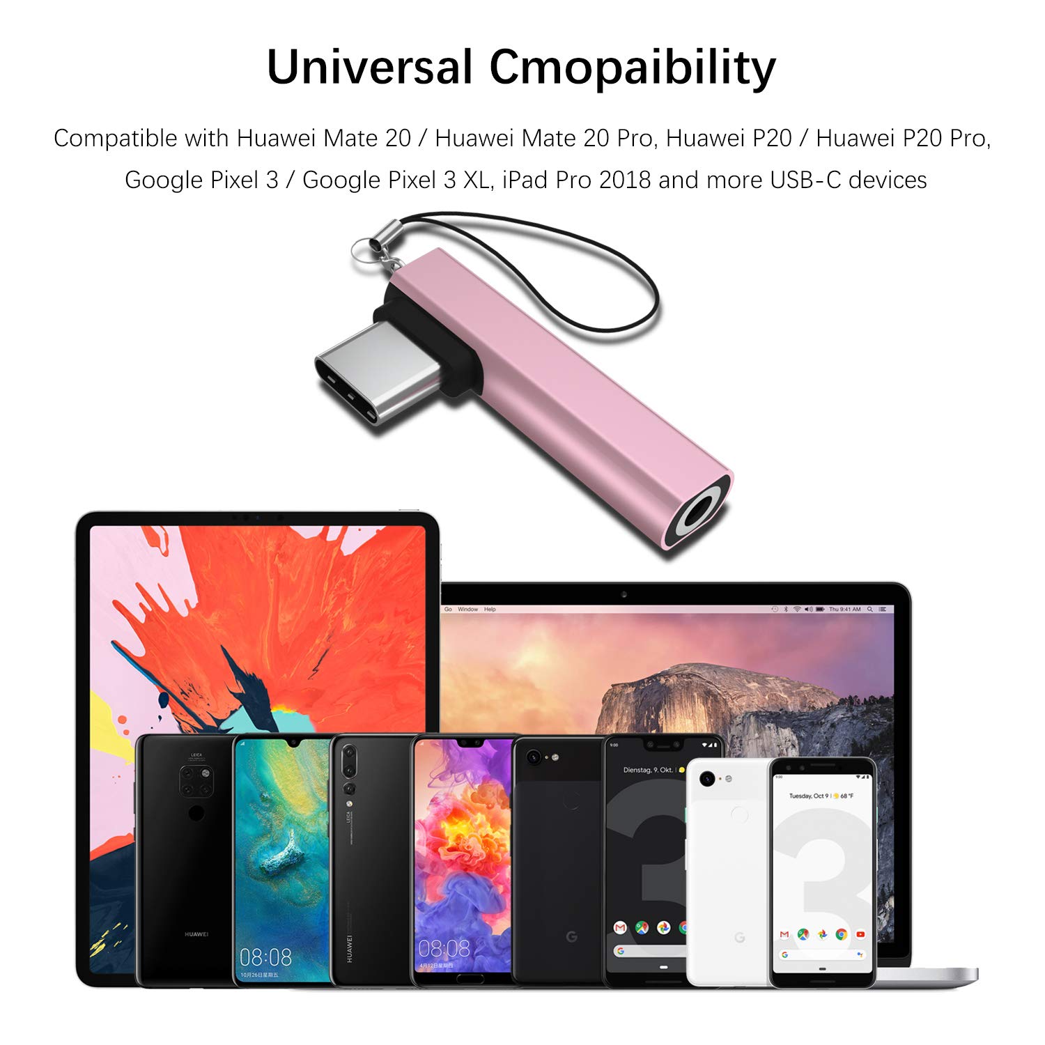 VIMVIP USB C to 3.5mm Headphone Jack Adapter - Gold Audio Aux Converter for iPhone 15/14/13, Samsung Galaxy, iPad - Portable Wired Earphone Dongle for Travel, Gym, Commuting
