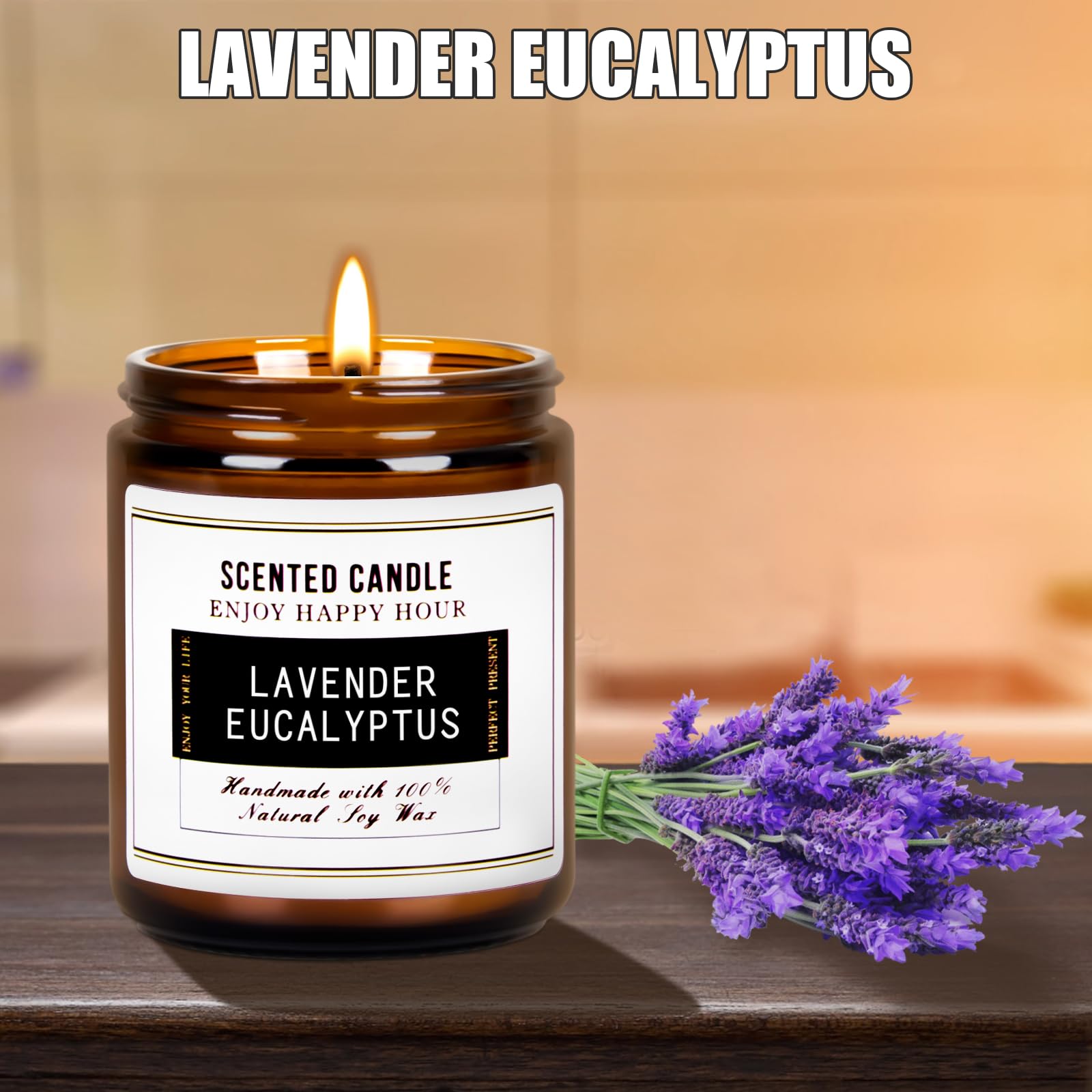 Premium Eucalyptus & Lavender Scented Soy Wax Candles | Natural Aromatherapy Candles for Stress Relief & Relaxation | Meditation, Yoga, Spa & Home Fragrance | Gift for Women & Men | Perfect for Bedroom, Office & Bathroom Decor