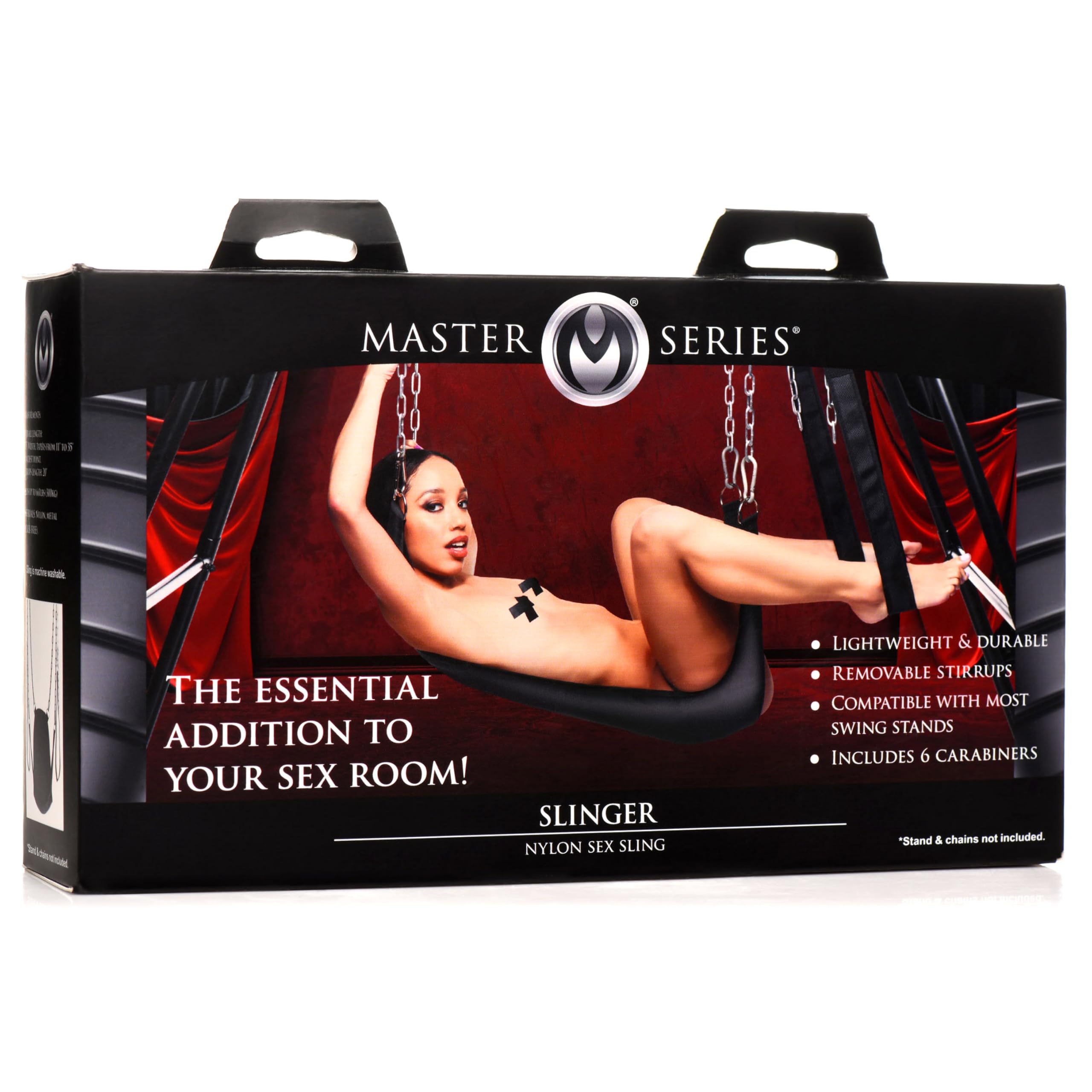 Premium Nylon Sex Sling with Adjustable Stirrups for Couples & Singles - Lightweight, Durable Bondage Swing Compatible with Most Stands - Perfect for BDSM, Spice Up Bedroom & Adult Play (Black)