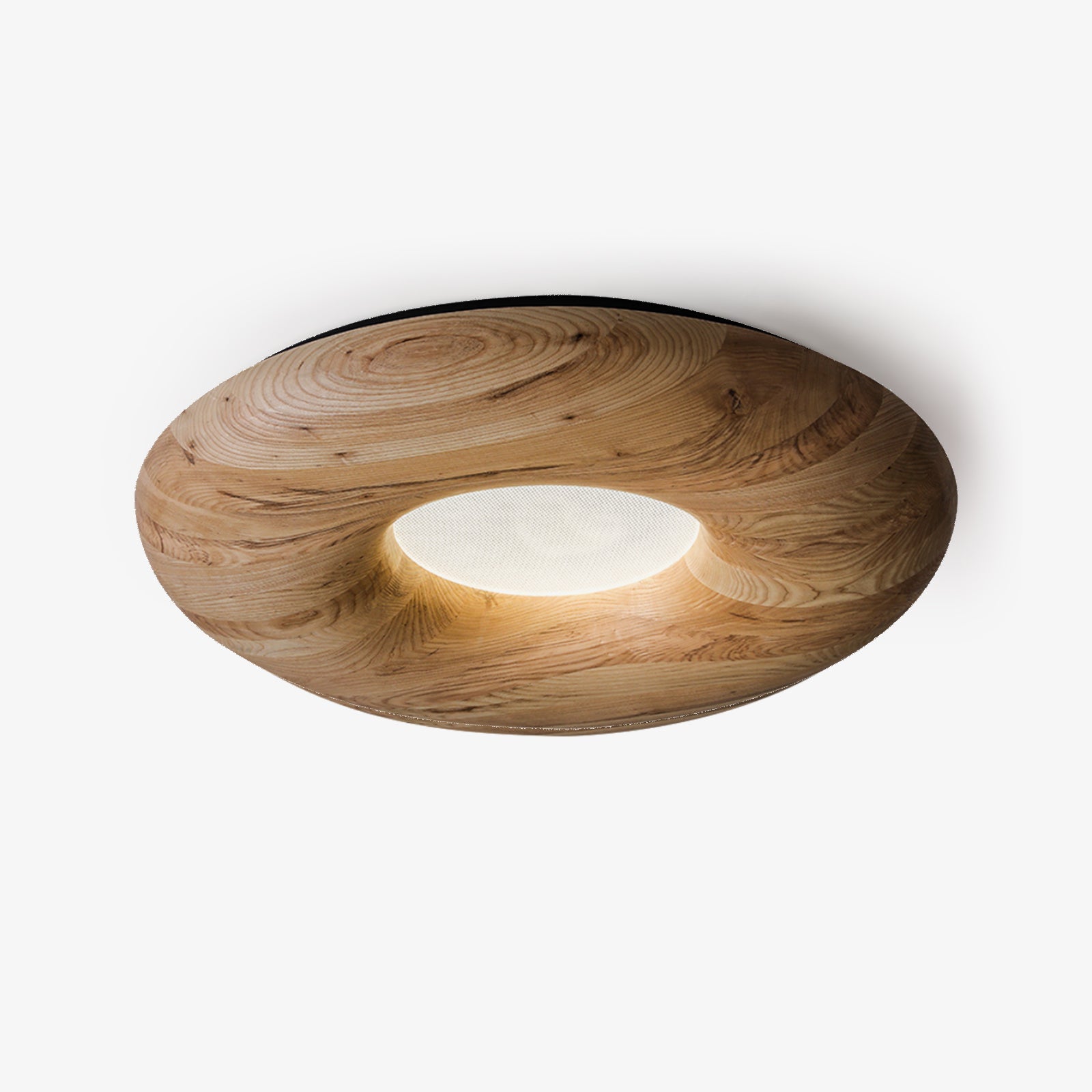 Vintage Donut Wood Ceiling Light Fixture - Handcrafted Wooden Pendant Lamp for Dining Room, Bedroom & Living Room Decor - Warm Ambient Lighting for Home & Cafe