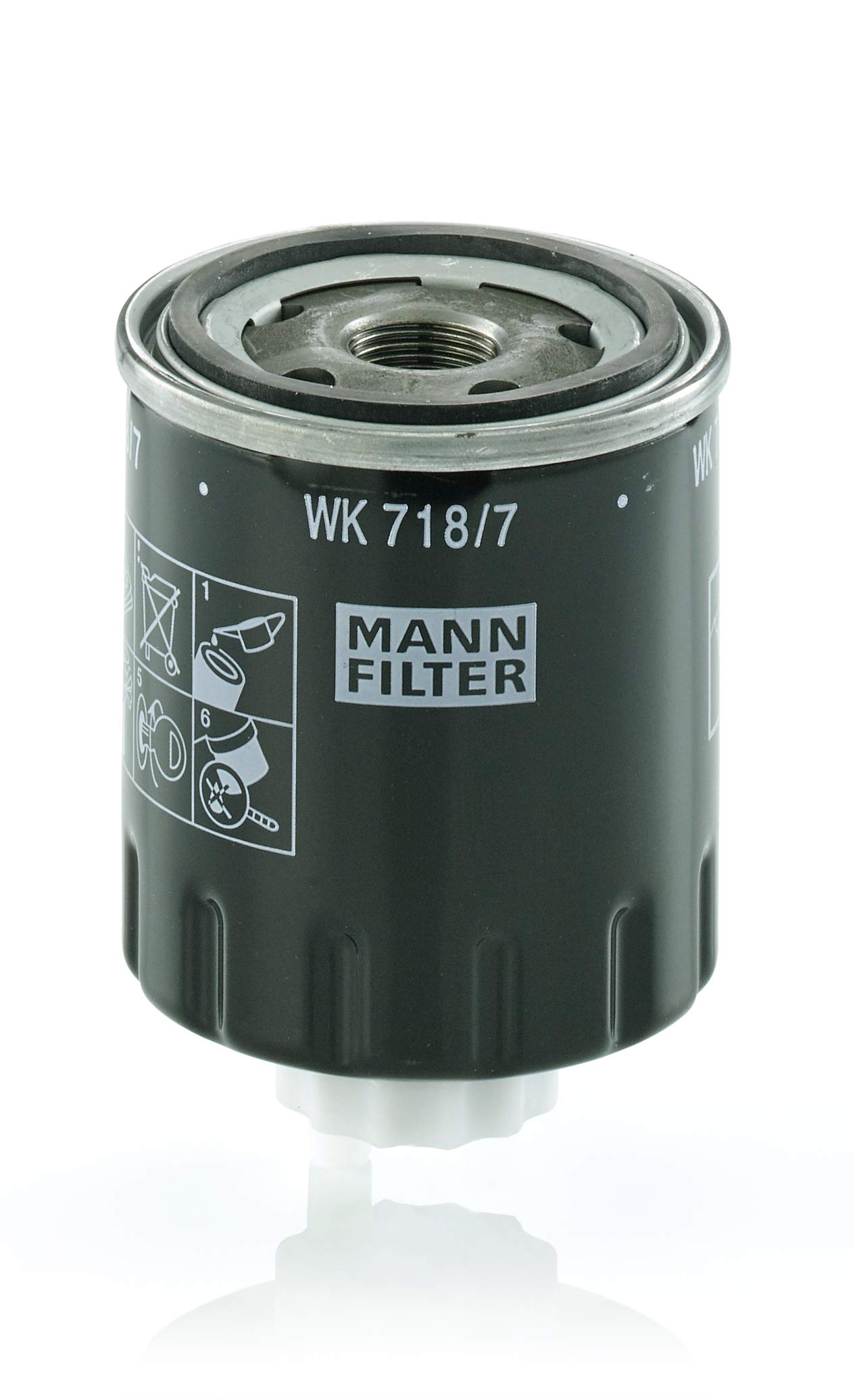 MANN-FILTER WK 718/7 Fuel Filter Replacement for Off-Highway Equipment - Heavy Duty Diesel Engine Protection for Tractors, Excavators & Construction Machinery
