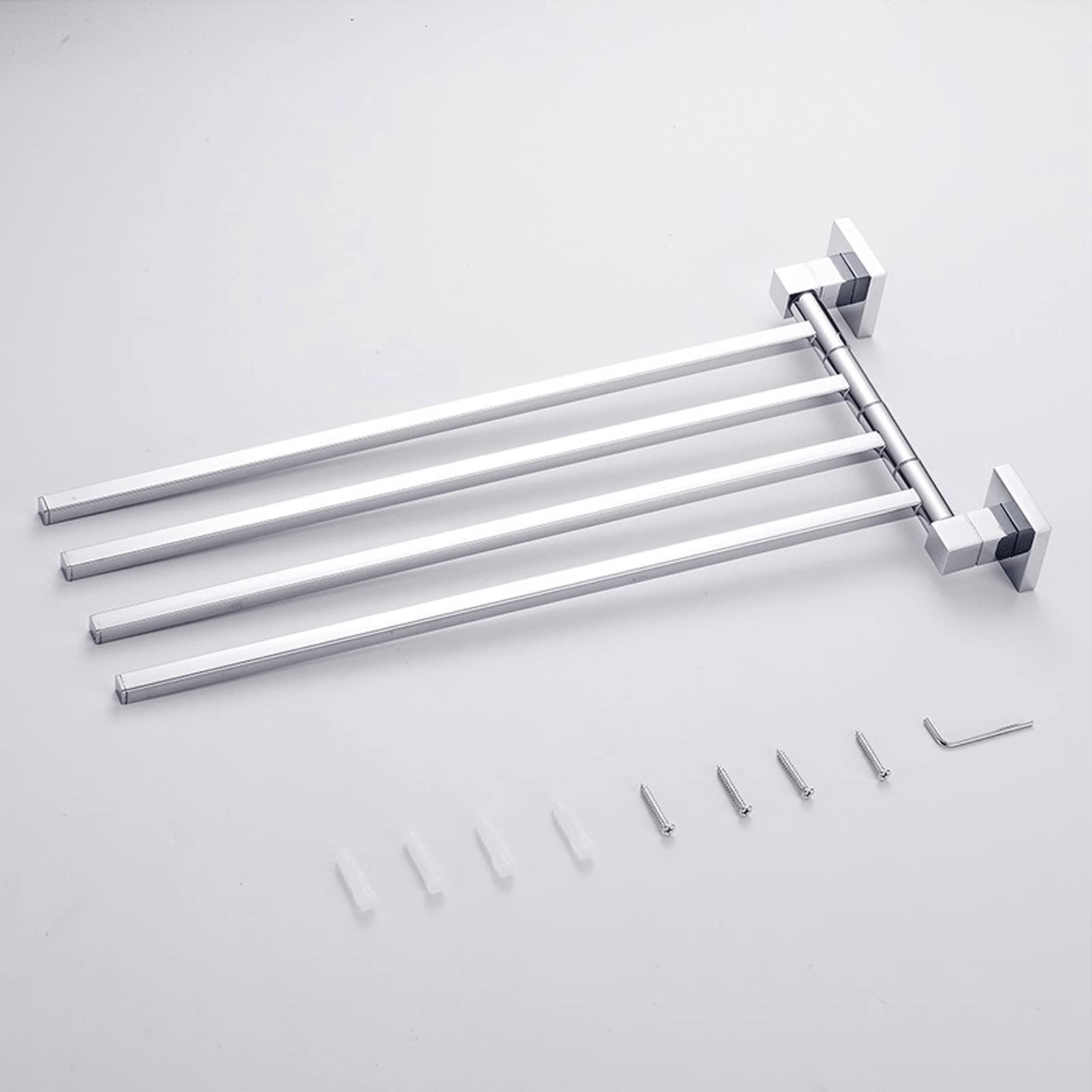 41CM Stainless Steel Rotating Towel Rack - Wall Mounted 360° Swivel Bathroom Organizer for Kitchen, Bathroom & Laundry Room | Space Saving Drying Rack for Towels, Clothes & Accessories (Color: Black)
