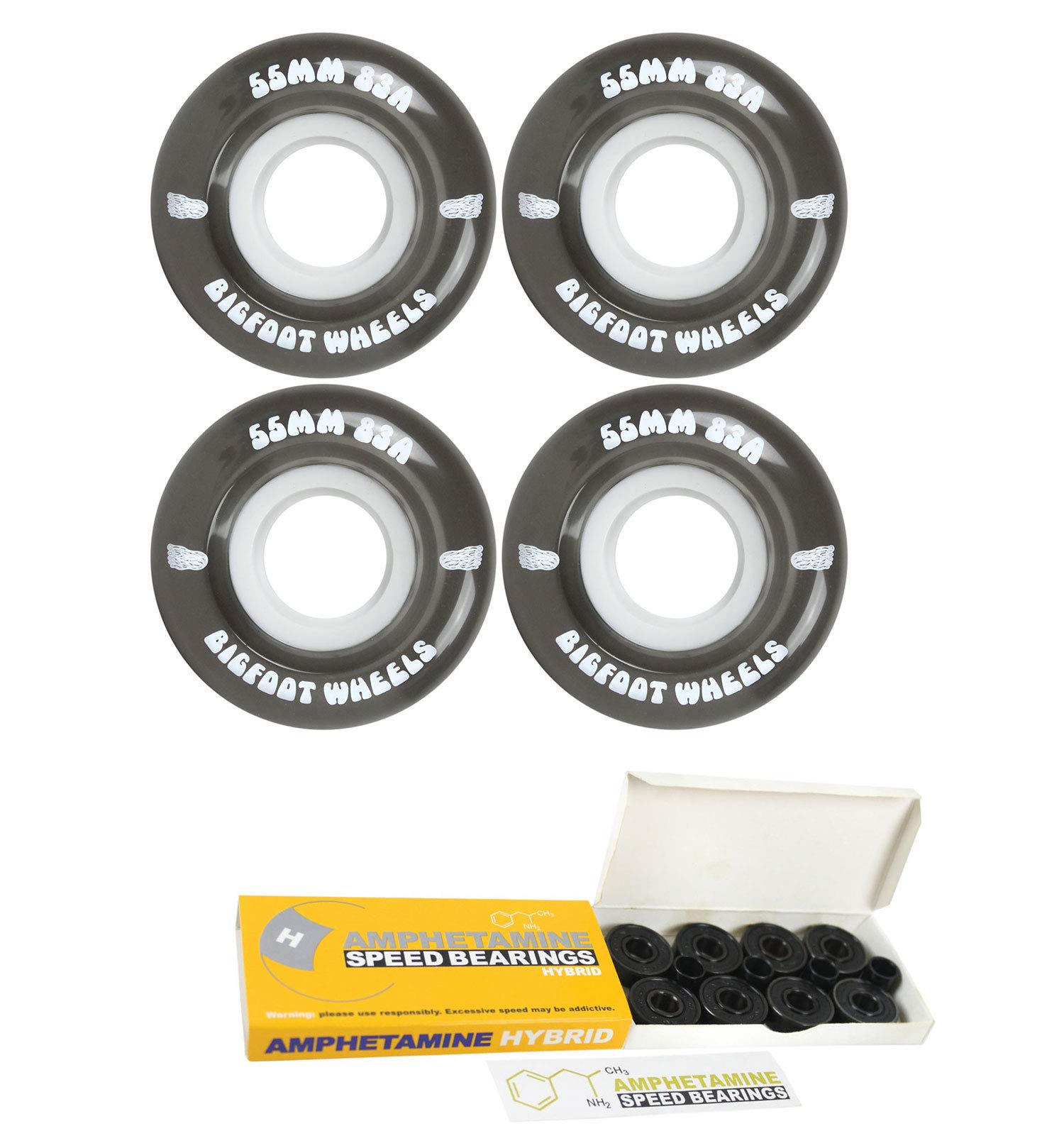 Bigfoot 83A Soft Skateboard Wheels with Ceramic Bearings - Smooth Street Cruiser Wheels for Filming & Urban Riding | Perfect for Commuting, Tricks & Longboard Cruising