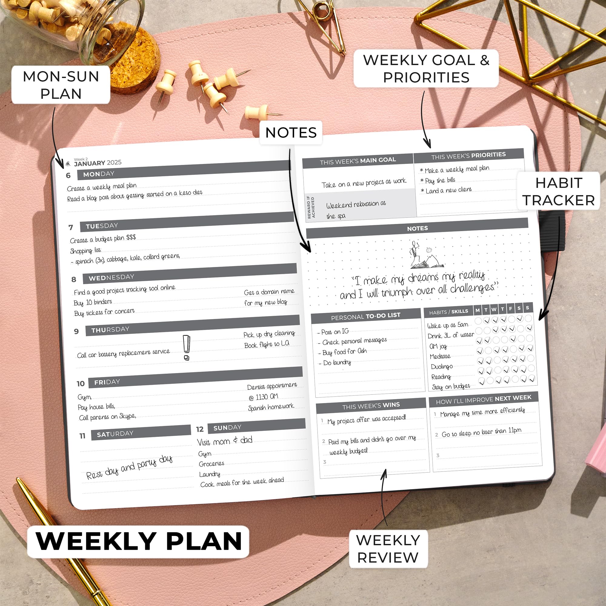 Clever Fox Dated Planner 2025-2026 - Weekly & Monthly Life Planner Notebook for Time Management - Productivity Planner with Habits Tracker, To-Do List & Goal Setting - Perfect for Students, Professionals & Entrepreneurs (Black)
