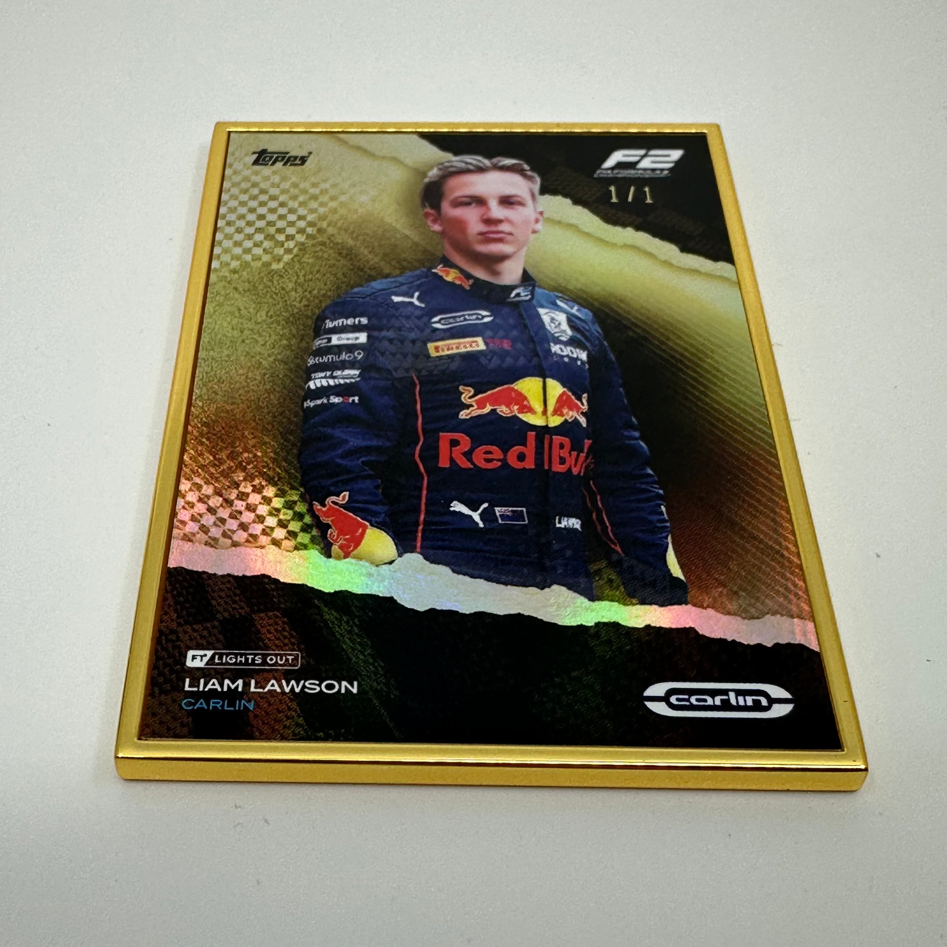 1/1 Gold Frame Liam Lawson F2 Driver 2022 Lights Out - Perfect for Racing Fans, Collectors, and Home Decor