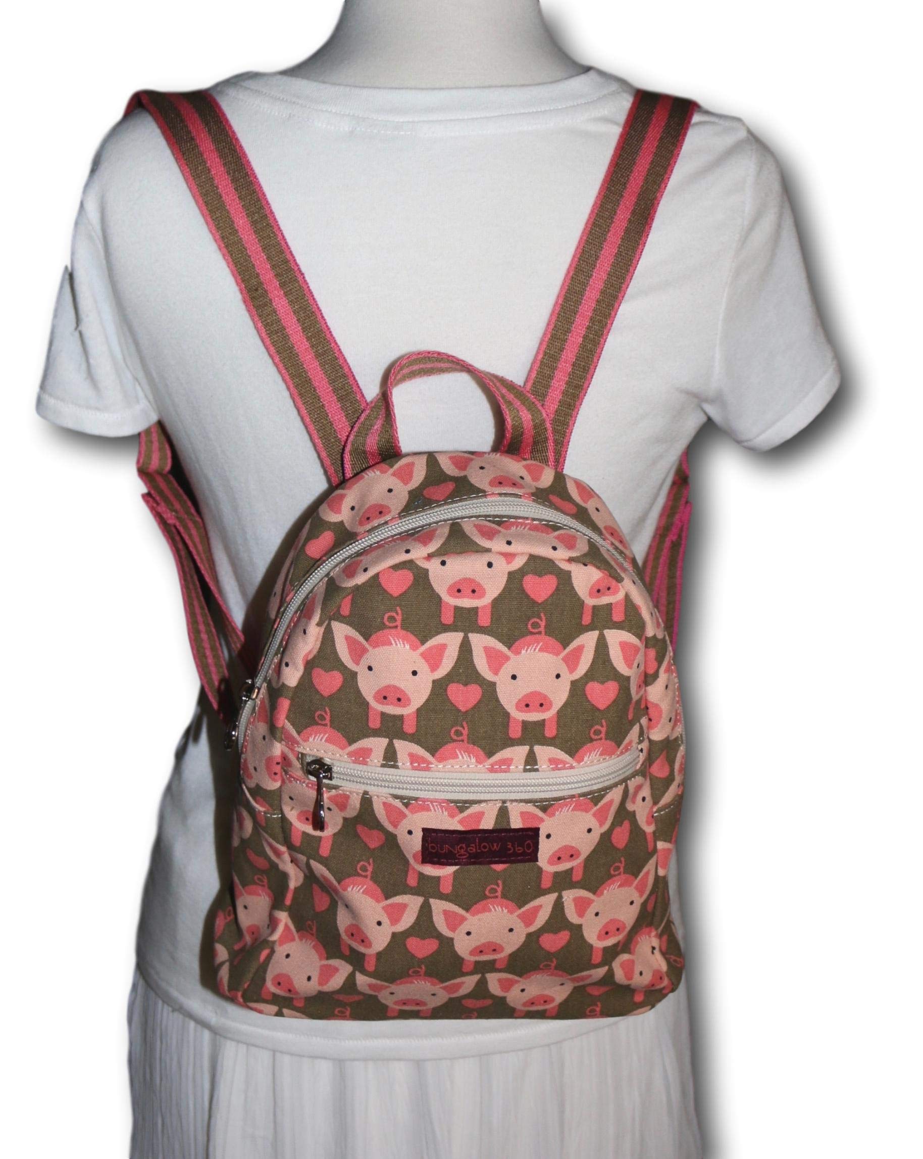 Bungalow 360 Mini Backpack for Adults - Small Pig Design, Lightweight & Durable Daypack for Travel, Hiking, Festivals & Everyday Use