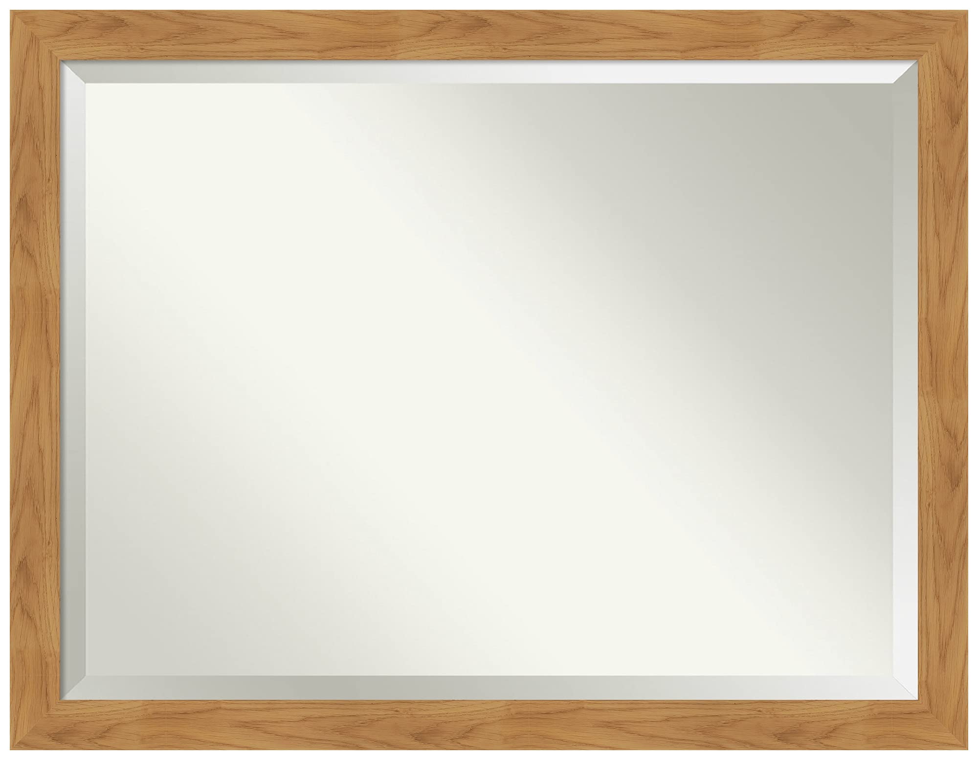 Amanti Art 34x44 Inch Beveled Wood Bathroom Mirror with Carlisle Blonde Frame - Large Brown Wall Mirror for Vanity, Powder Room & Modern Home Decor