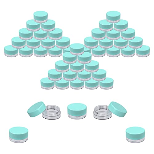 Houseables 50-Pack 3g/3ml Blue Empty Cosmetic Jars - BPA Free Plastic Sample Containers with Screw Cap Lids for Makeup, Eyeshadow, Nail Polish, Jewelry, Crafts & DIY Projects - Perfect for Travel Kits, Salon Use & Small Product Storage