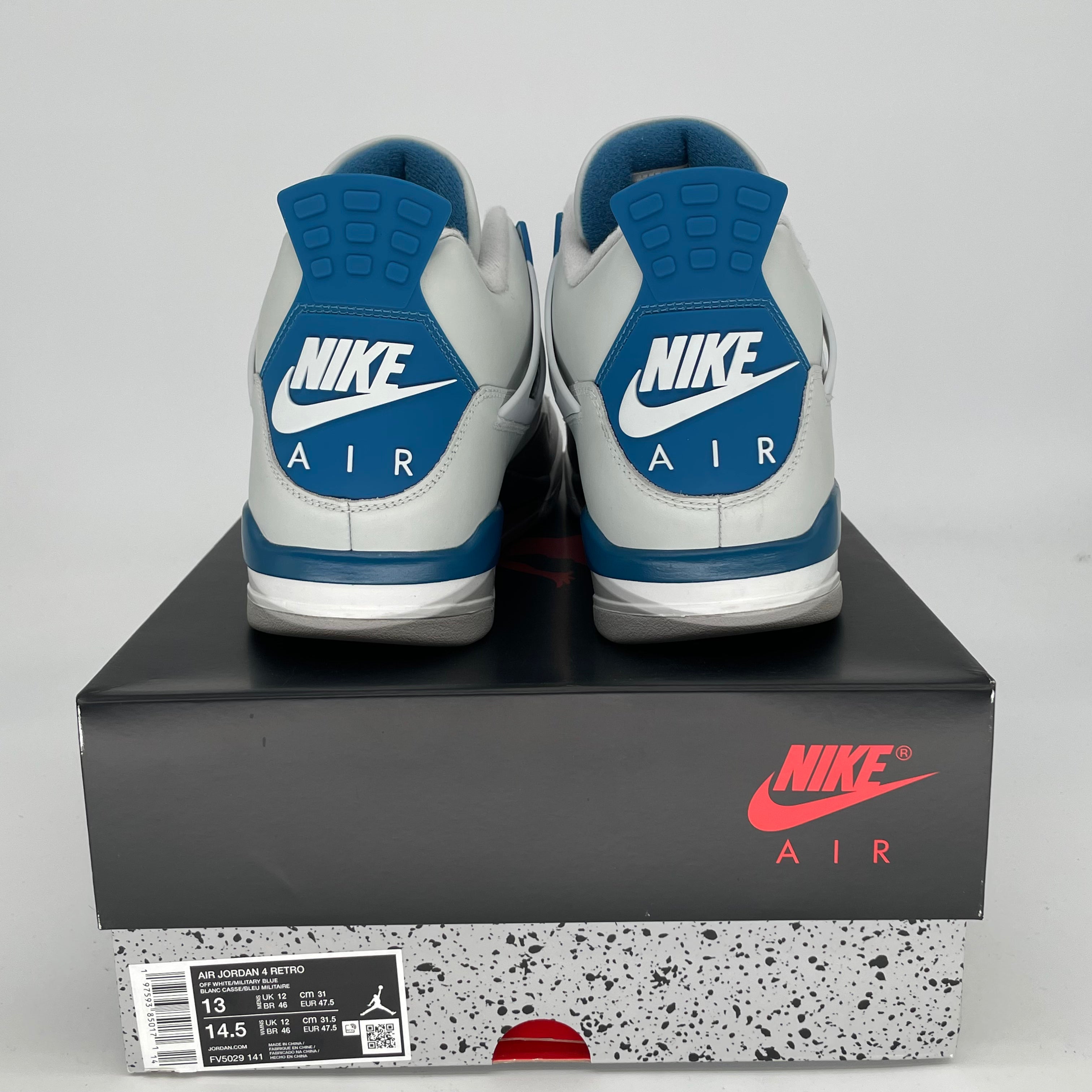 Original Air Jordan 4 Retro 'Military Blue' Men's Basketball Shoes Size 13 FV5029-141 - Perfect for Sneaker Collectors & Streetwear Fashion