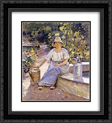 20x22 Black Ornate Frame Watering Pots Double Matted Museum Art Print by Theodore Robinson - Perfect for Home Decor, Office Wall Art & Gift Giving