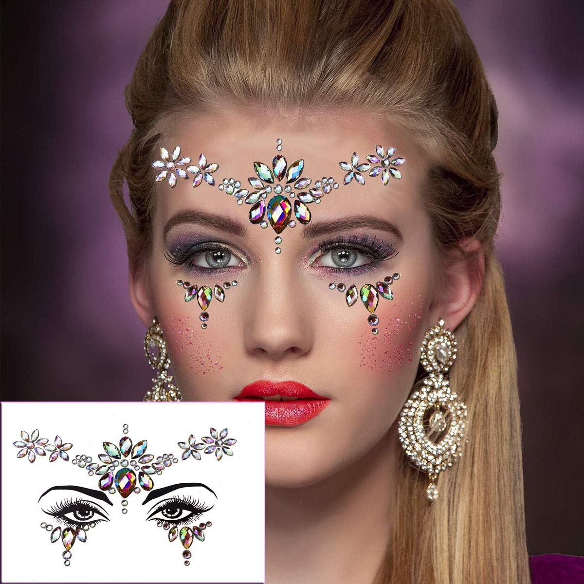 6 Sets Colorful Festival Face & Body Jewel Stickers - Glitter Rhinestone Gems for Eyes, Cheeks & Body | Rave, Party & Festival Accessories | Perfect for Halloween, Cosplay & Music Events
