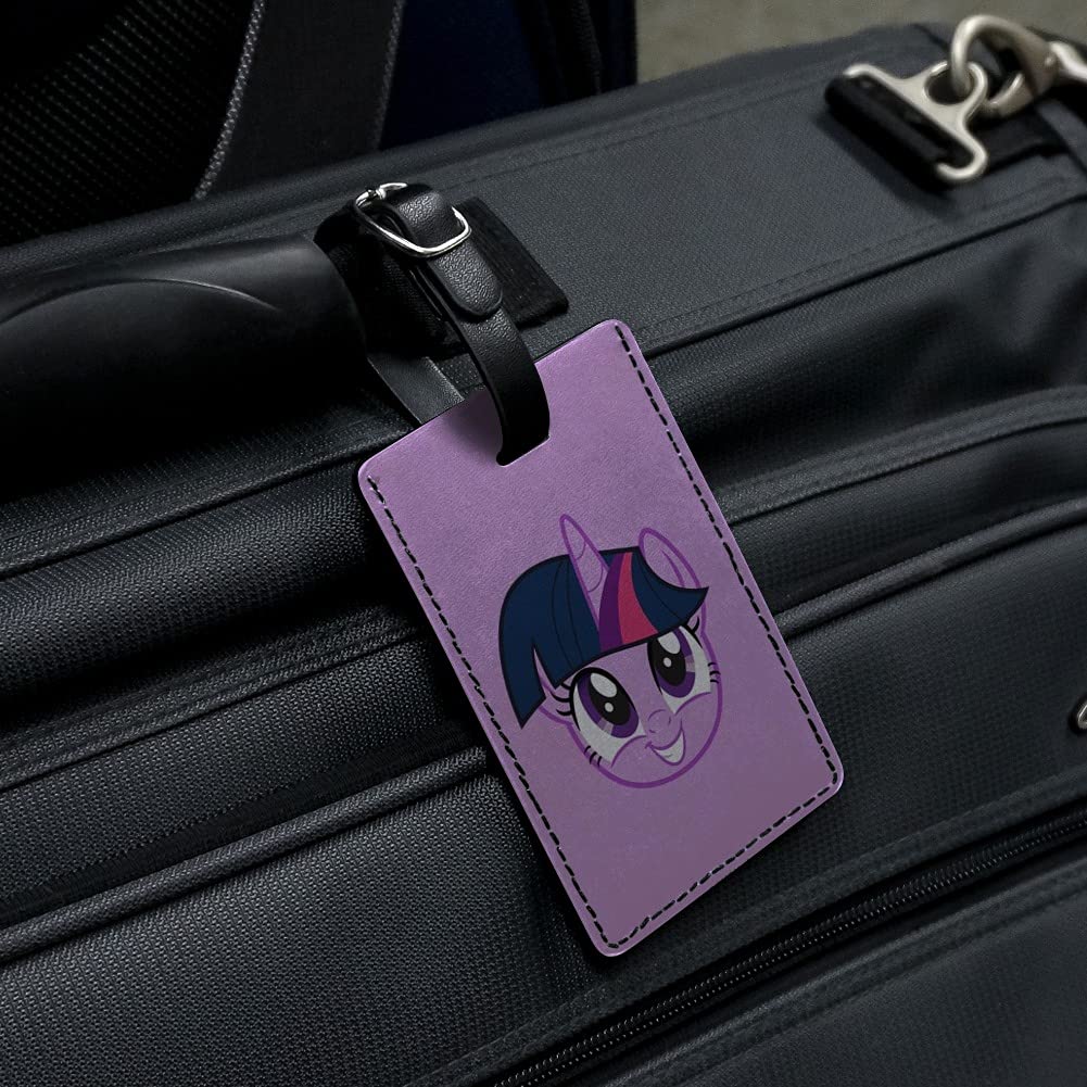 My Little Pony Twilight Sparkle Rectangle Leather Luggage Tag - Personalized ID Card Holder for Travel Bags, Suitcases & Backpacks | Perfect for Kids & Disney Fans