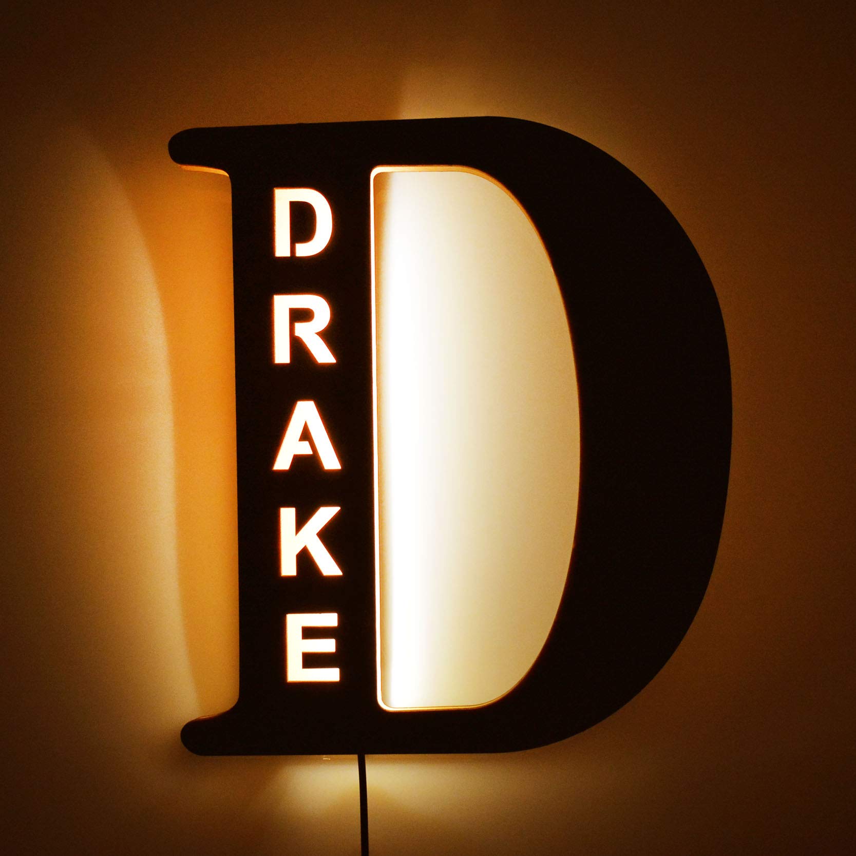 Custom LED Letter Lights - Personalized Wooden Engraved Name Wall Sign, 26 Alphabet Light Up Letters for Home Decor, Wedding, Birthday Party & Christmas - Perfect for Bedroom, Nursery, Bar & Gift Giving