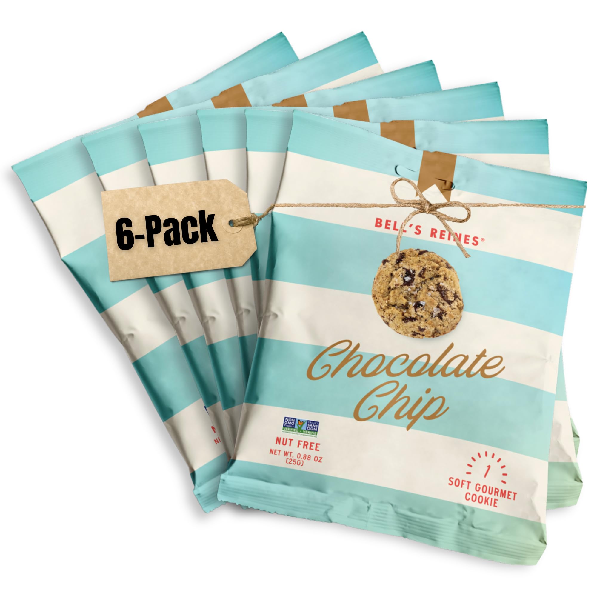 Gourmet Sea Salt Chocolate Chip Cookies - Healthy Snack 6-Pack for Office & Travel
