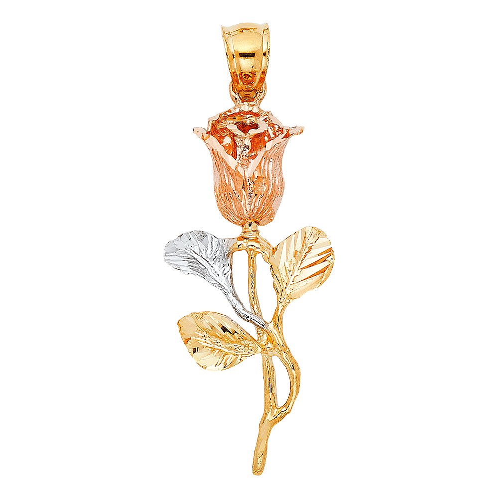 14K Rose & Yellow Gold Two-Tone Rose Pendant Necklace | Elegant Jewelry for Women | Perfect for Valentine's Day, Anniversary & Special Occasion Gifts