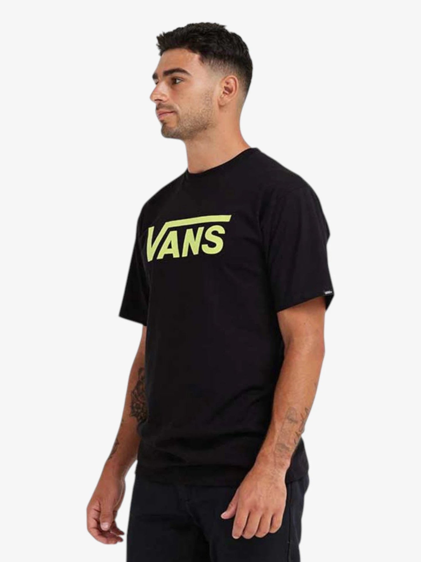 Vans Classic Logo Black & Yellow T-Shirt - Men's Casual Short Sleeve Tee for Streetwear, Skateboarding & Everyday Outfits