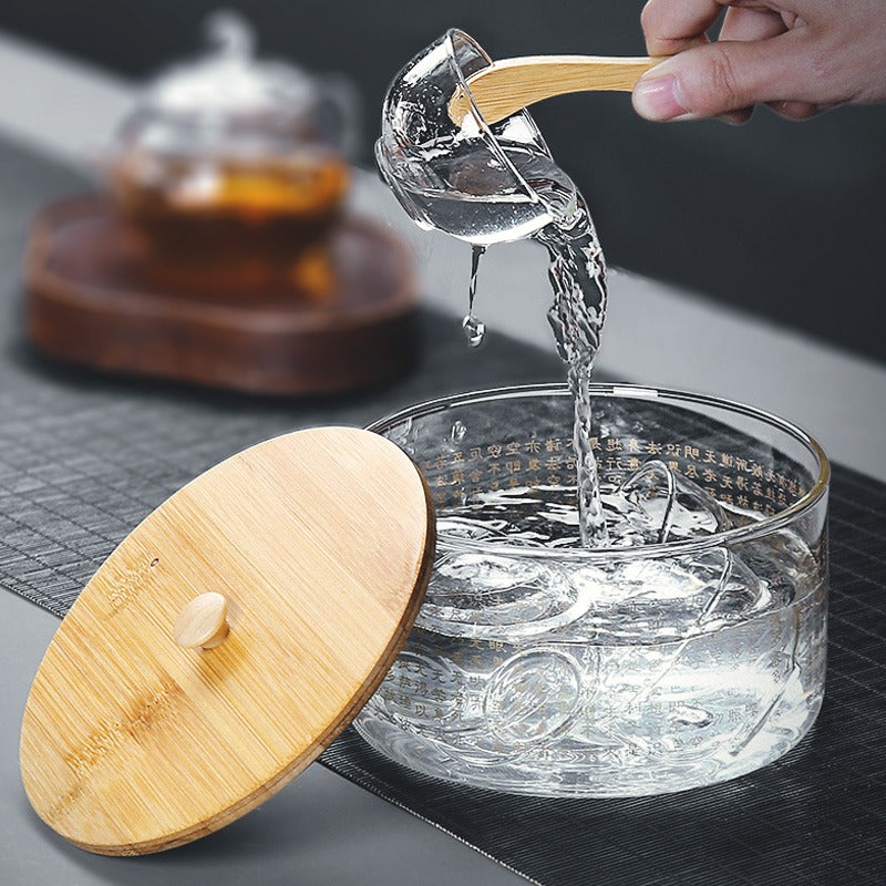 Heart Sutra Engraved Glass Tea Infuser with Lid - Perfect for Loose Leaf Tea Brewing & Meditation