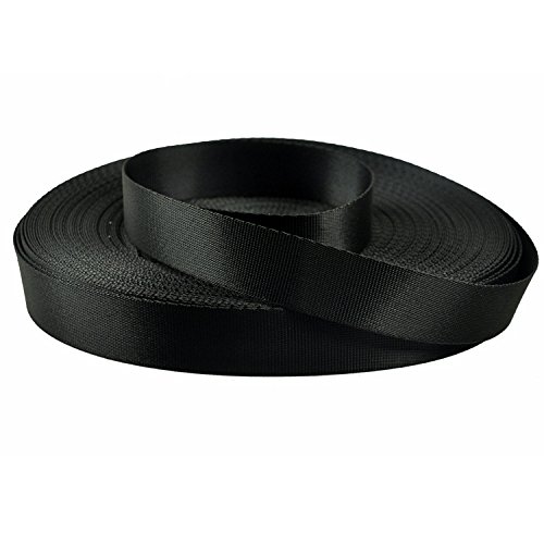 1 Inch Wide Flat Nylon Webbing Strap - 10 Yards Roll (Black) for DIY Luggage Straps, Dog Leashes, Hammocks & Outdoor Gear - Perfect for Camping, Furniture Repair & Craft Projects