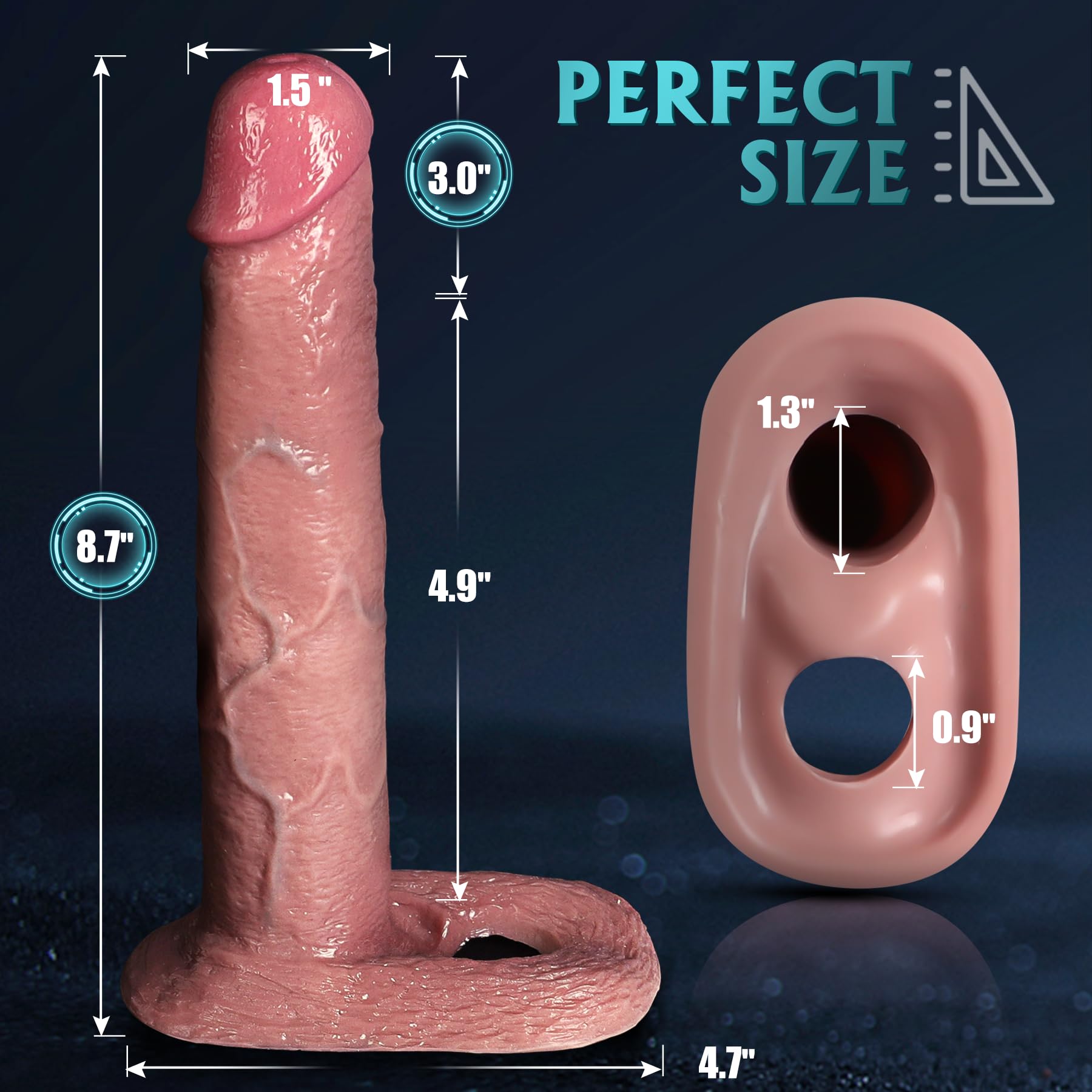 Ultra Realistic Silicone Penis Sleeve Extender - 3'' Lifelike Cock Sleeve with Penis Ring for Enhanced Pleasure, Handmade Male Masturbator for Couples & Solo Play, Perfect for Intimate Moments and Spicing Up Your Sex Life
