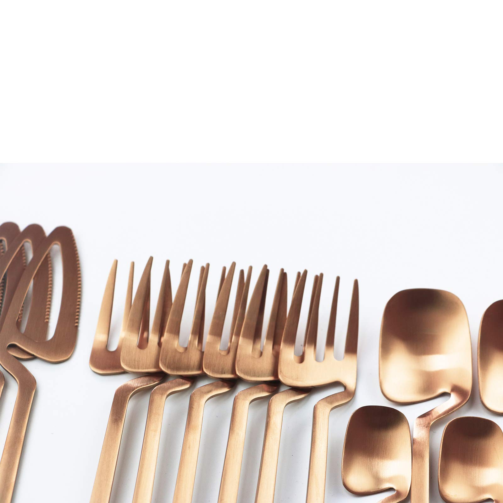 24-Piece Copper Dinnerware Set - 304 Stainless Steel Cutlery with Matte Finish (Forks, Spoons, Knives) - Elegant Flatware Set for Dining & Entertaining - Perfect for Restaurants, Weddings & Dinner Parties