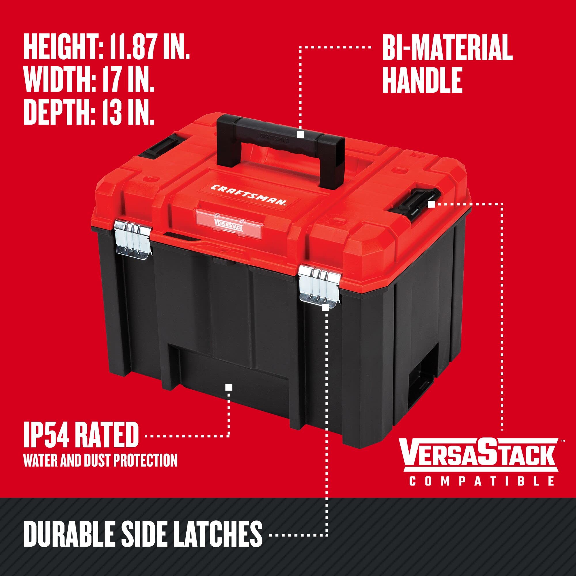 CRAFTSMAN VERSASTACK Deep Tool Box 17-Inch Lockable Storage Organizer (CMST17825) - Heavy-Duty Tool Storage for Garage, Workshop & DIY Projects