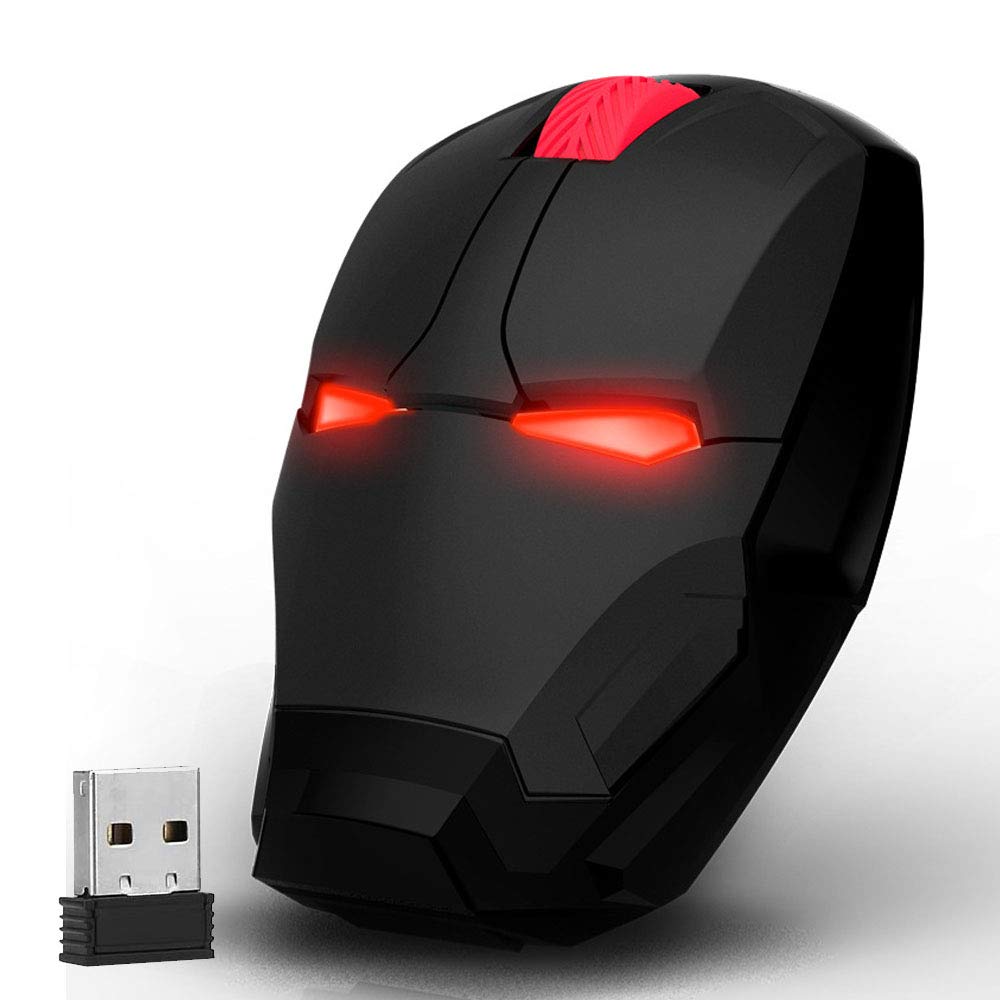 Mikayoo Ergonomic Wireless Mouse - Cool Iron Man Design, 2.4G Portable Mouse with USB Nano Receiver for PC, Laptop, MacBook, Up to 50 ft Range - Ideal for Office, Gaming, and Travel