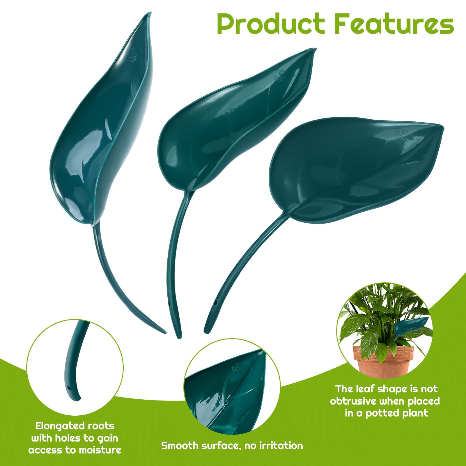 16 PCS Plant Watering Funnel Set - Indoor Flower Pot Insert Leaf Irrigation Drip Device for Potted Plants, Self-Watering System for Home & Office (Ink Green) | Perfect for Busy Plant Lovers & Vacation Care
