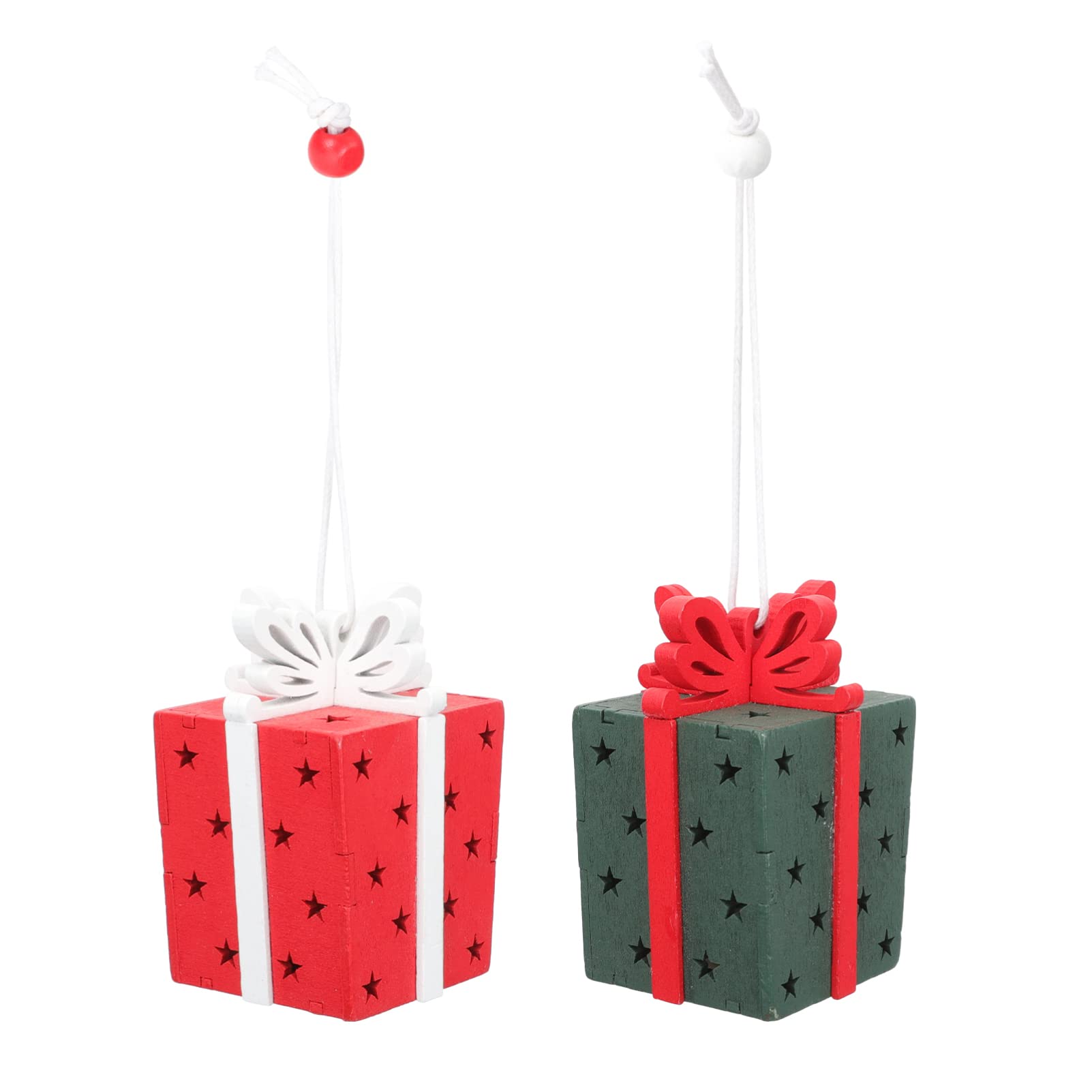 ABOOFAN 2-Pack LED Gift Box Ornaments - Hanging Decorative Light-Up Present Boxes for Christmas Tree, Garden & Holiday Party Decor - Perfect for Indoor/Outdoor Festive Lighting