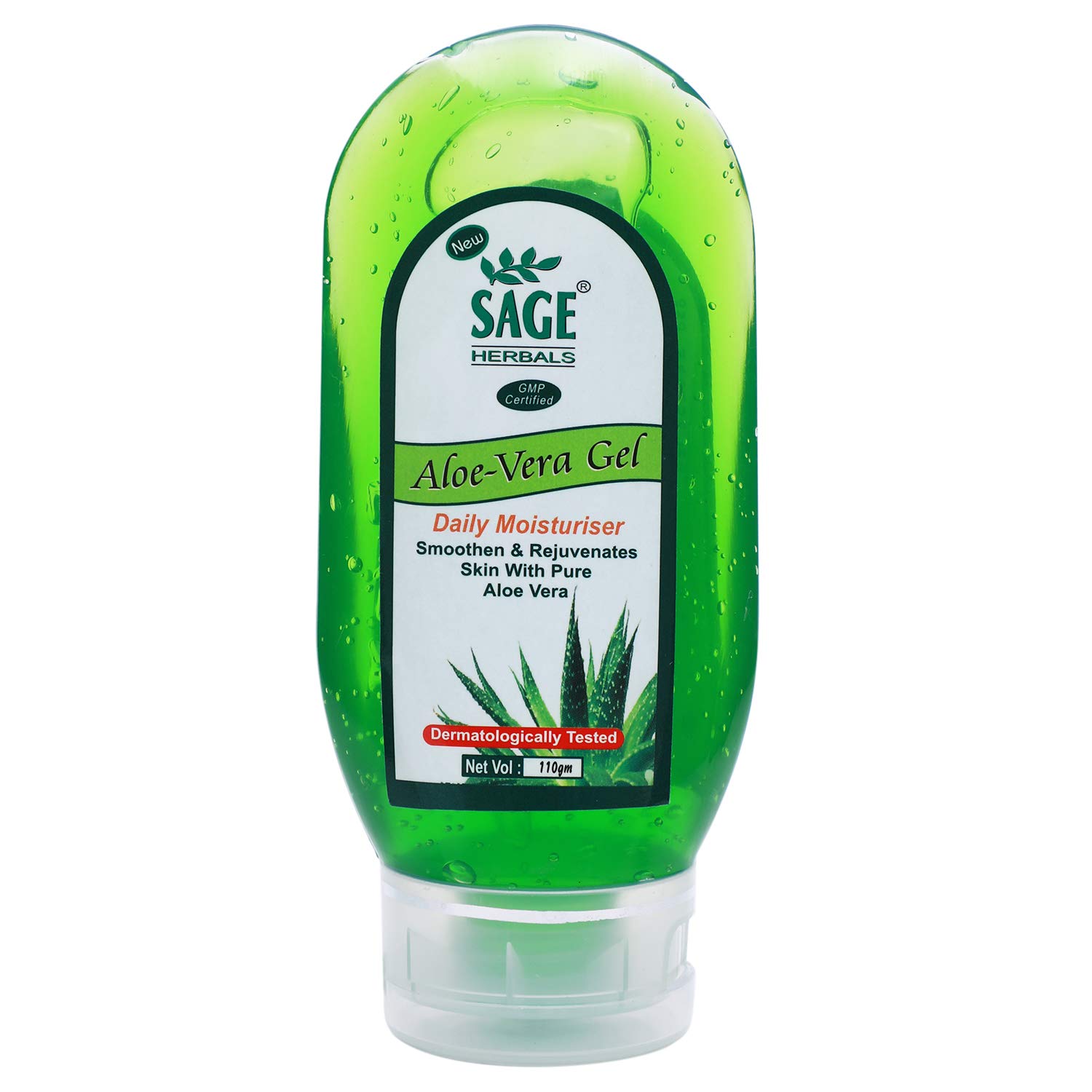 Sage Herbals Aloe Vera Daily Moisturizing Gel for Smooth Skin - Rejuvenating & Glowing Skin Care - Dark Circle & Wrinkle Treatment - 110gm - Perfect for Daily Hydration & After Sun Care