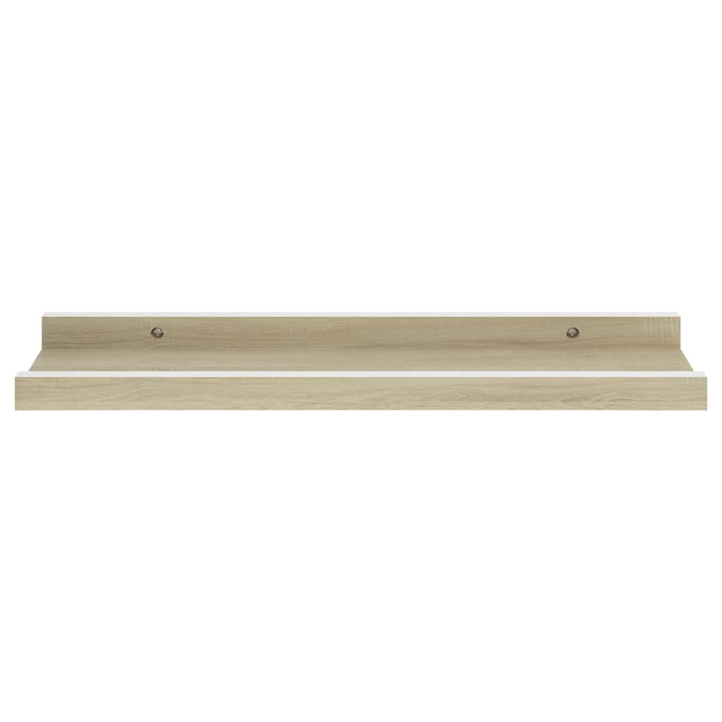4-Pack Floating Wall Shelves Set - White & Sonoma Oak (15.7