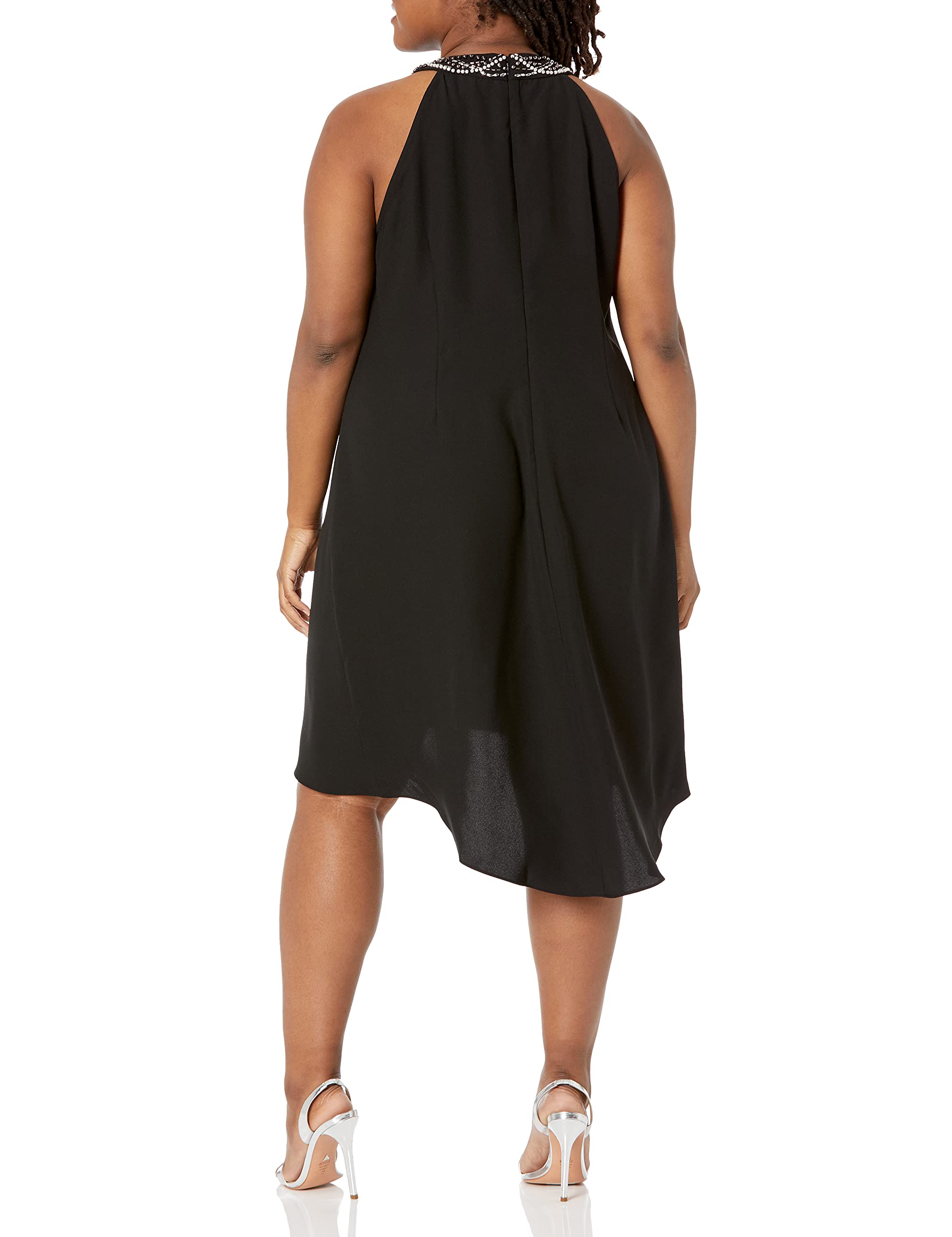 S.L. Fashions Women's Plus Size Jewel Neck Hi-Low Halter Dress - Flattering Casual & Party Wear for Curvy Women - Perfect for Weddings, Date Nights & Special Occasions