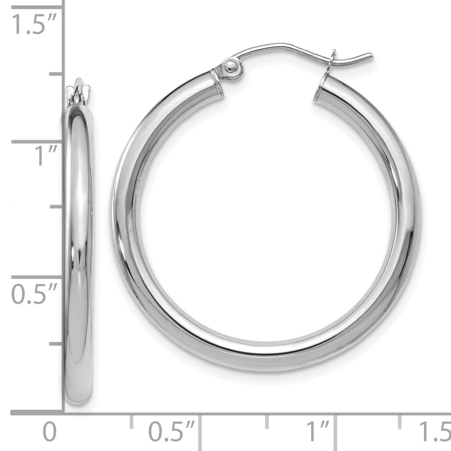 10K White Gold Hinged Hoop Earrings 30x29.3mm - Classic Dangle Earrings for Women, Perfect for Weddings, Parties & Everyday Wear