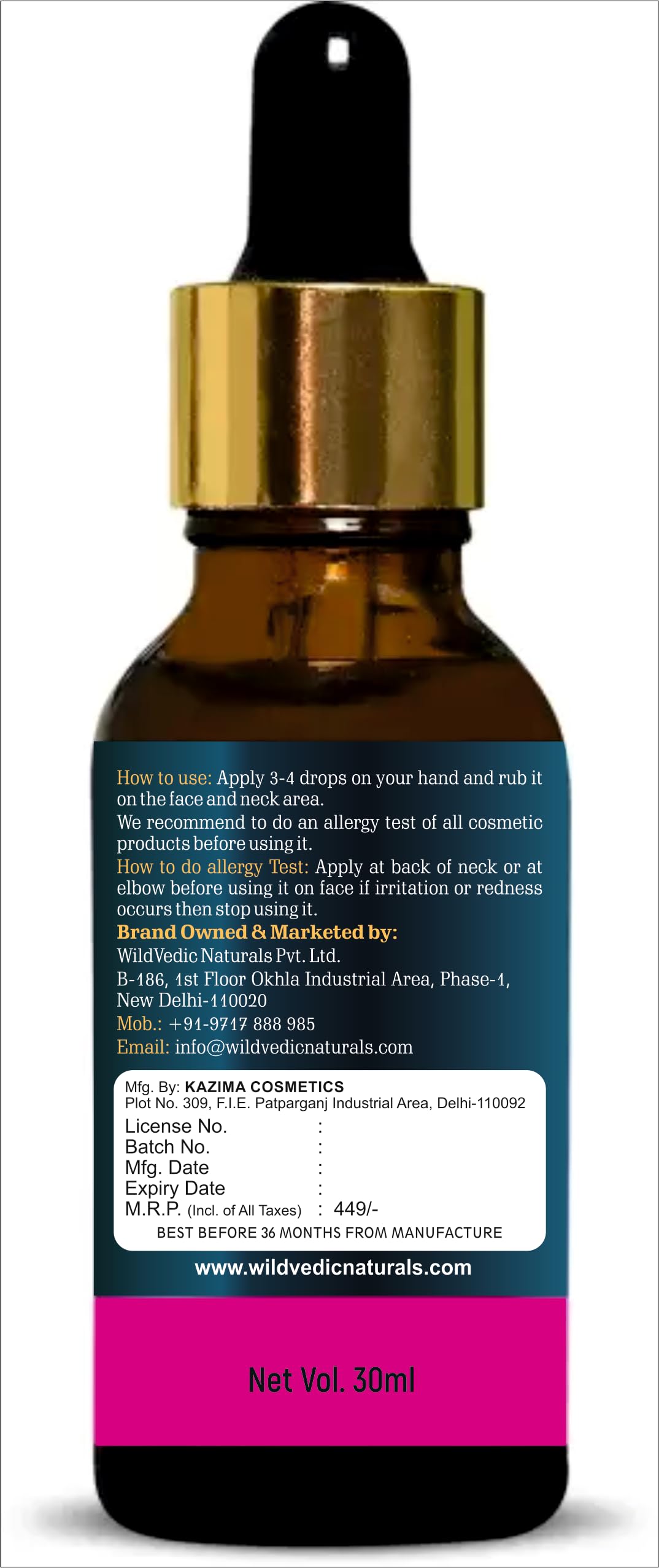 Wildvedic Naturals Vitamin C Face Serum for Glowing Skin - Brightening, Depigmentation & Repair Treatment - 30ml for Women & Men with Oily Skin - Perfect for Daily Skincare Routine & Nighttime Regimen