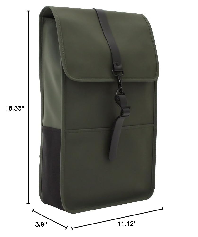 RAINS Men's Waterproof Backpack - Lightweight Travel Laptop Bag for Work, School & Outdoor Adventures (Green, One Size) - Perfect for Commuting, Hiking & Daily Use