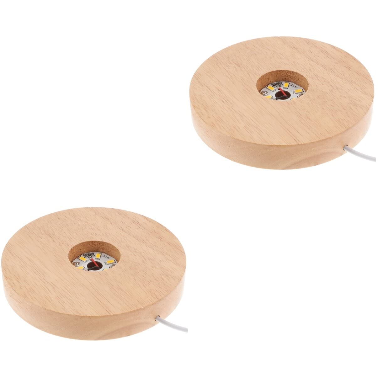 DOITOOL 2-Pack Crystal Ball LED Lamp Holder - Wooden Base Night Light with Glass Display Shelf for Home Decor, Bedroom, Living Room, Office & Gift Scenes