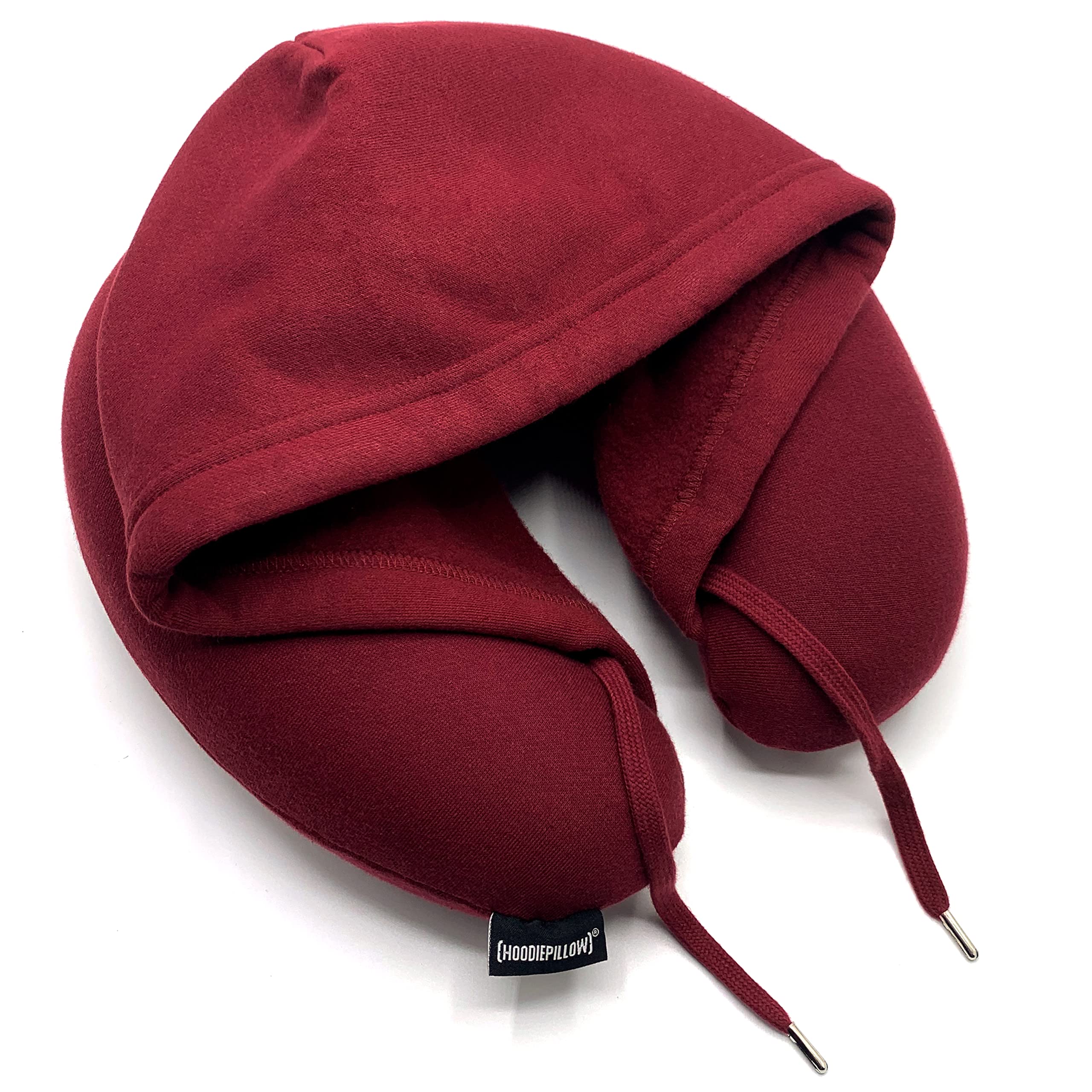 Memory Foam Travel Pillow for Neck Support - Ergonomic Contour Design, Burgundy Color - Perfect for Airplane, Car & Office Use